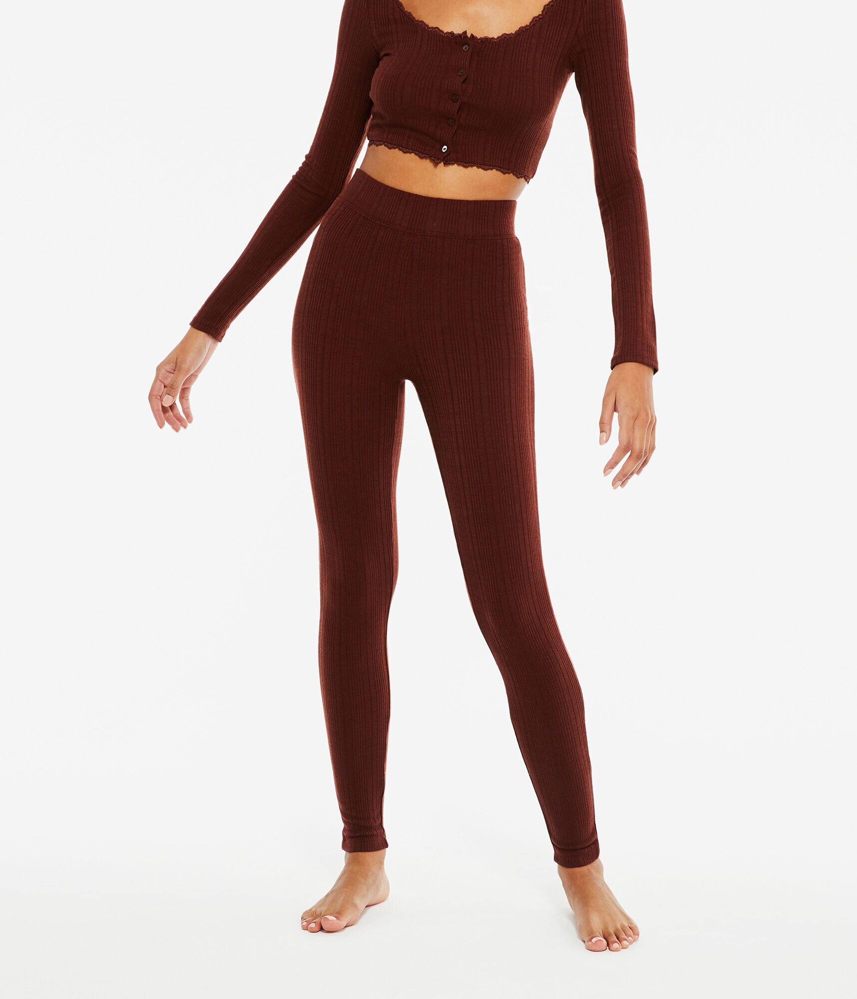 High-Rise Ribbed Sleep Leggings