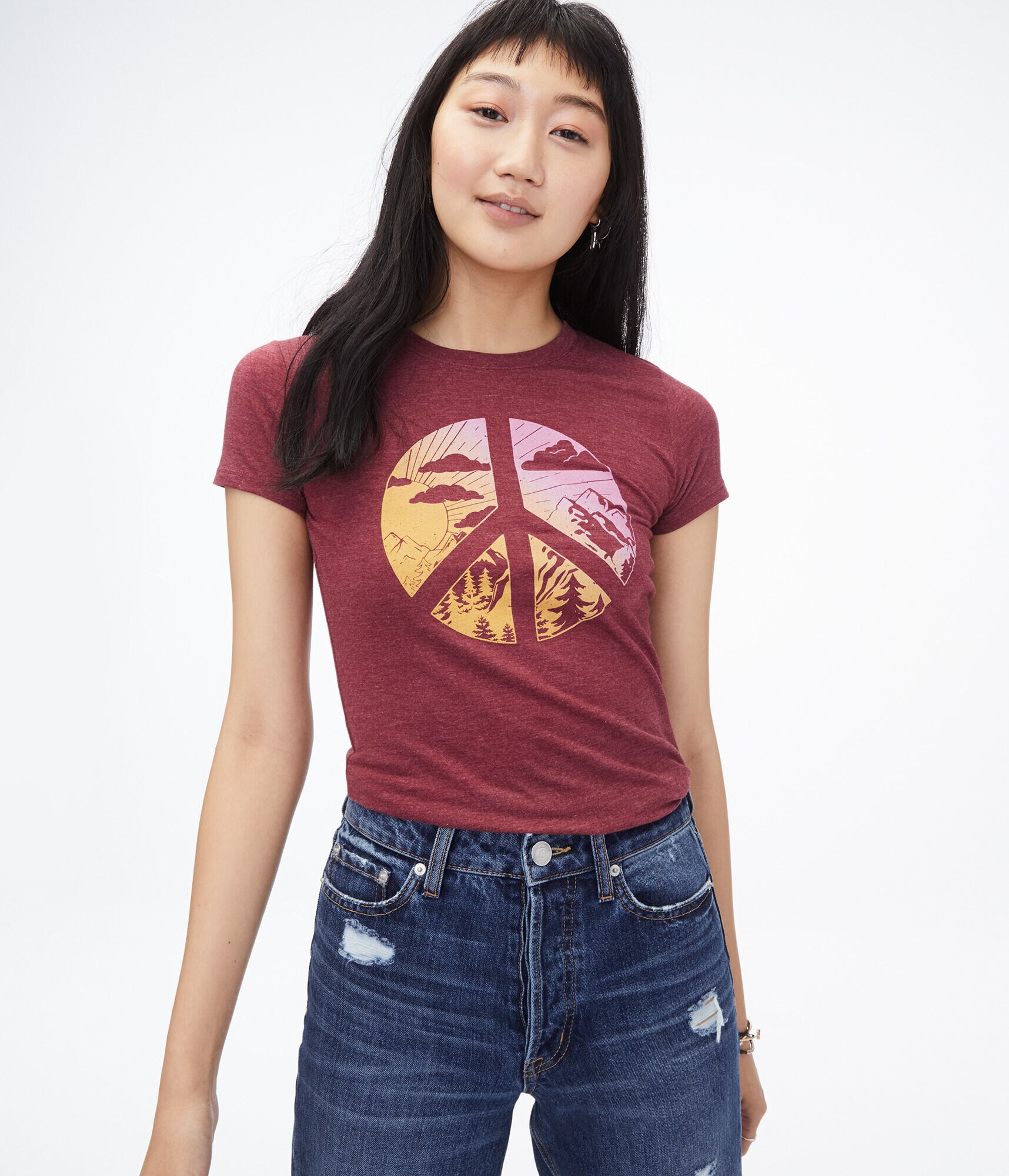 Mountain Peace Sign Graphic Tee***