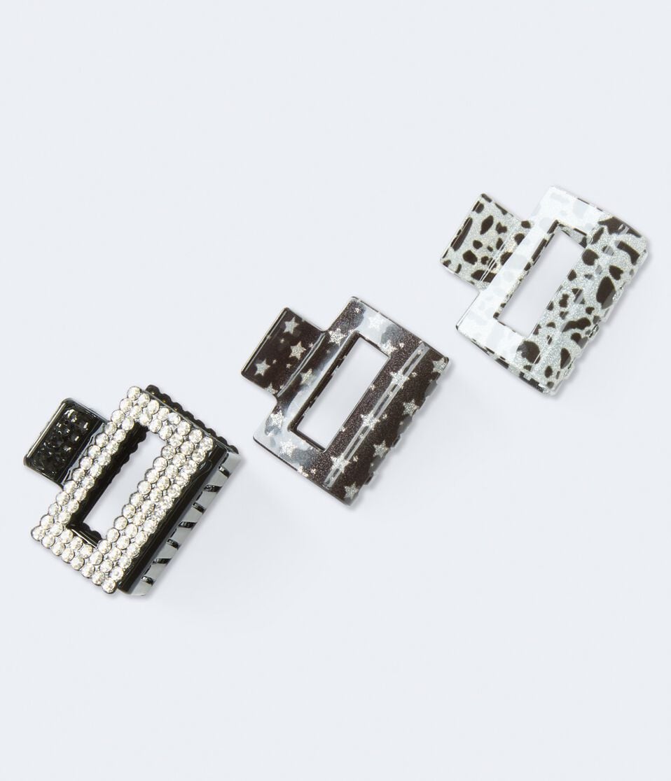 Glitter Square Claw Hair Clip 3-Pack