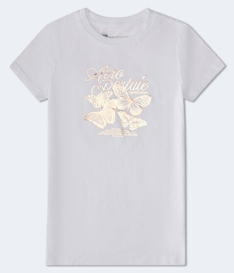 Aeropostale Butterflies Foil Graphic Tee Aeropostale Butterflies Foil Graphic Tee