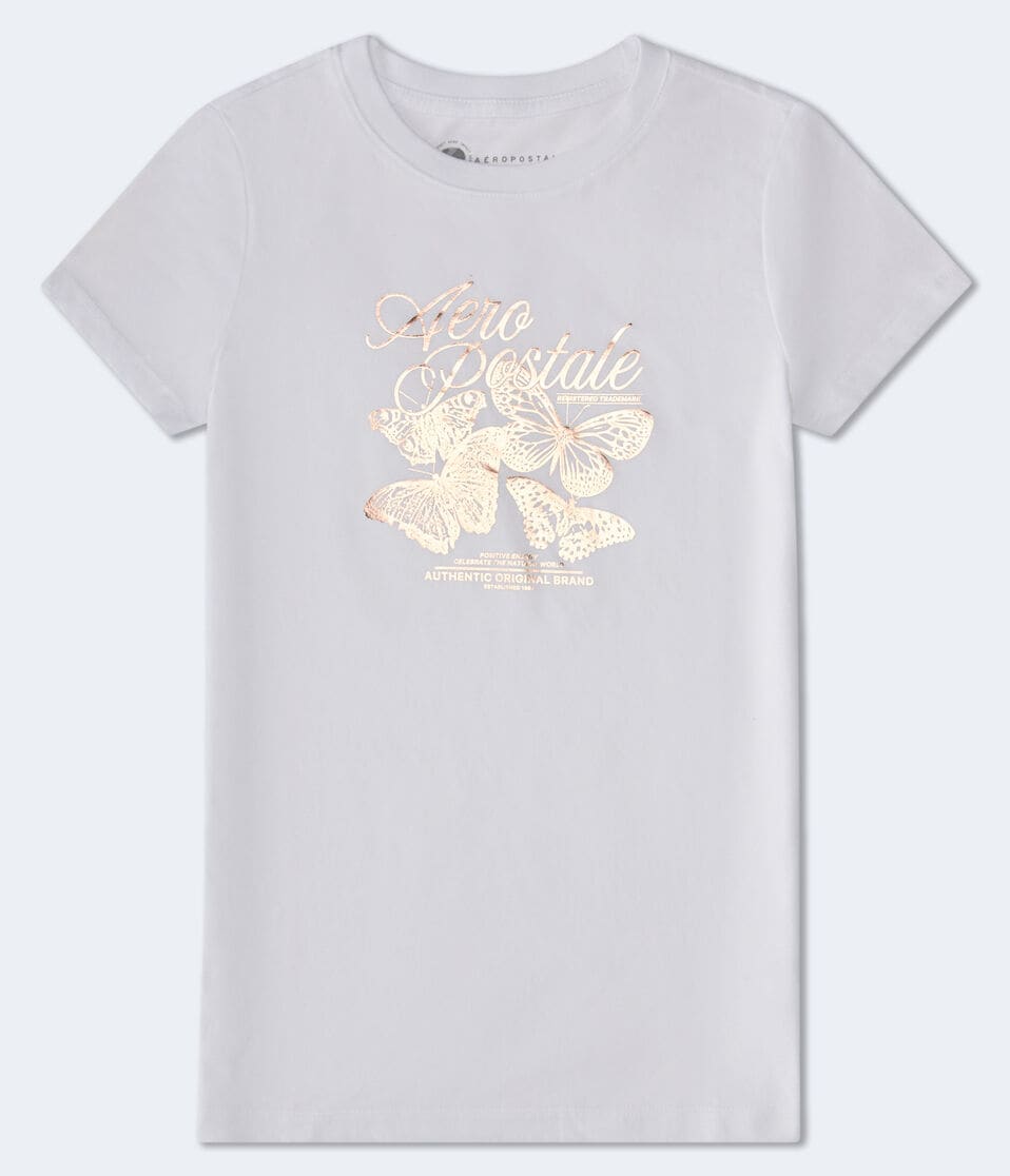 Aeropostale Butterflies Foil Graphic Tee
