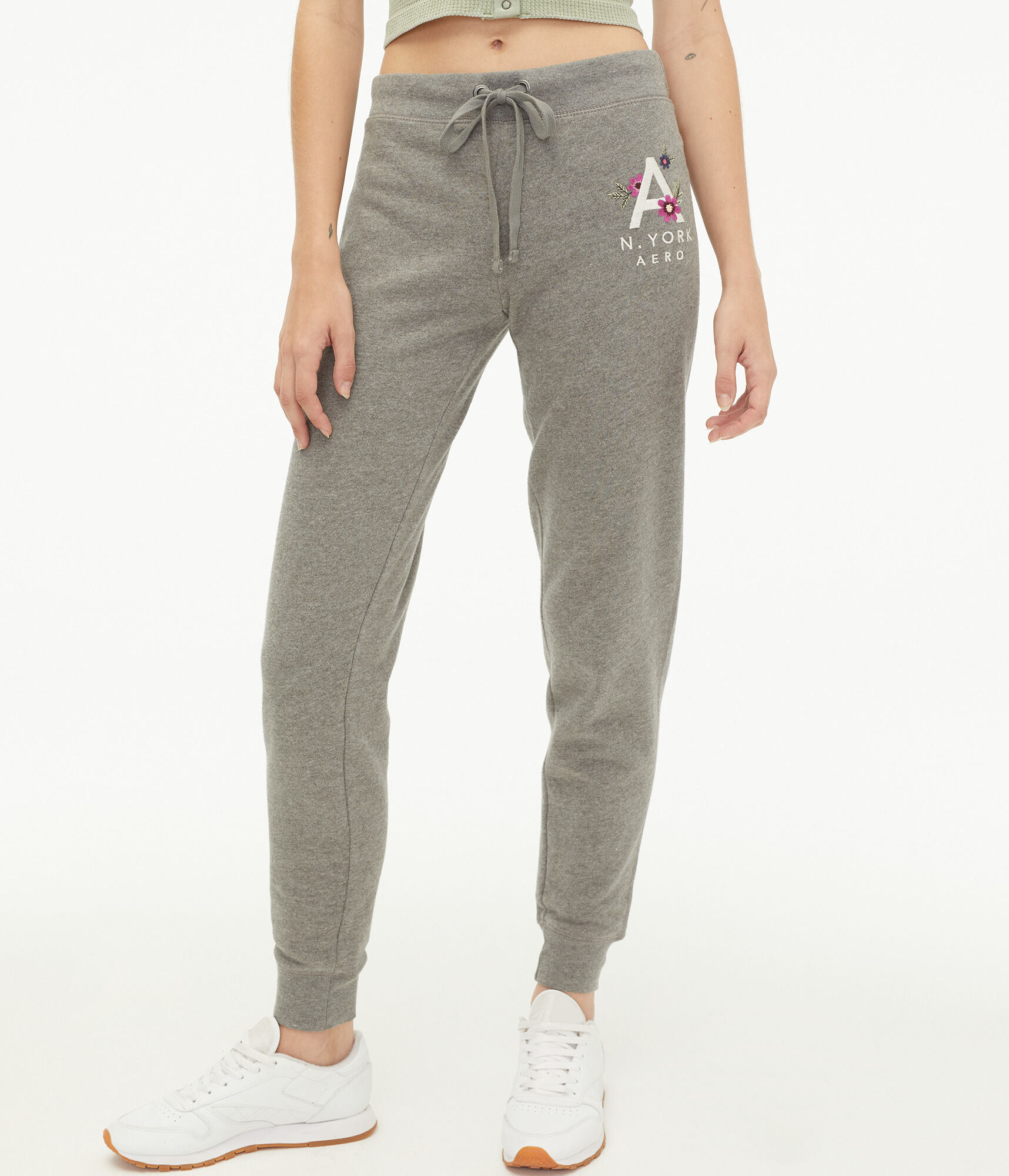 Floral Logo Letter Jogger Sweatpants