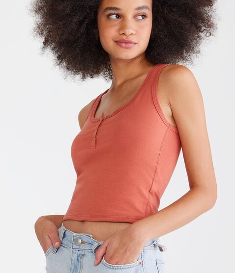 Seriously Soft Scoop-Neck Snap Henley Tank