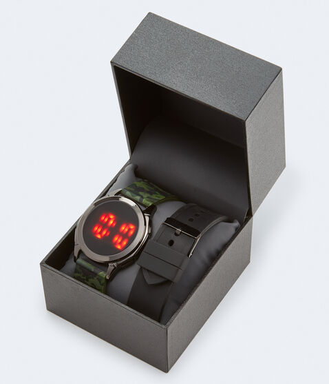 Digital Solid & Camo Strap Watch Set Digital Solid & Camo Strap Watch Set