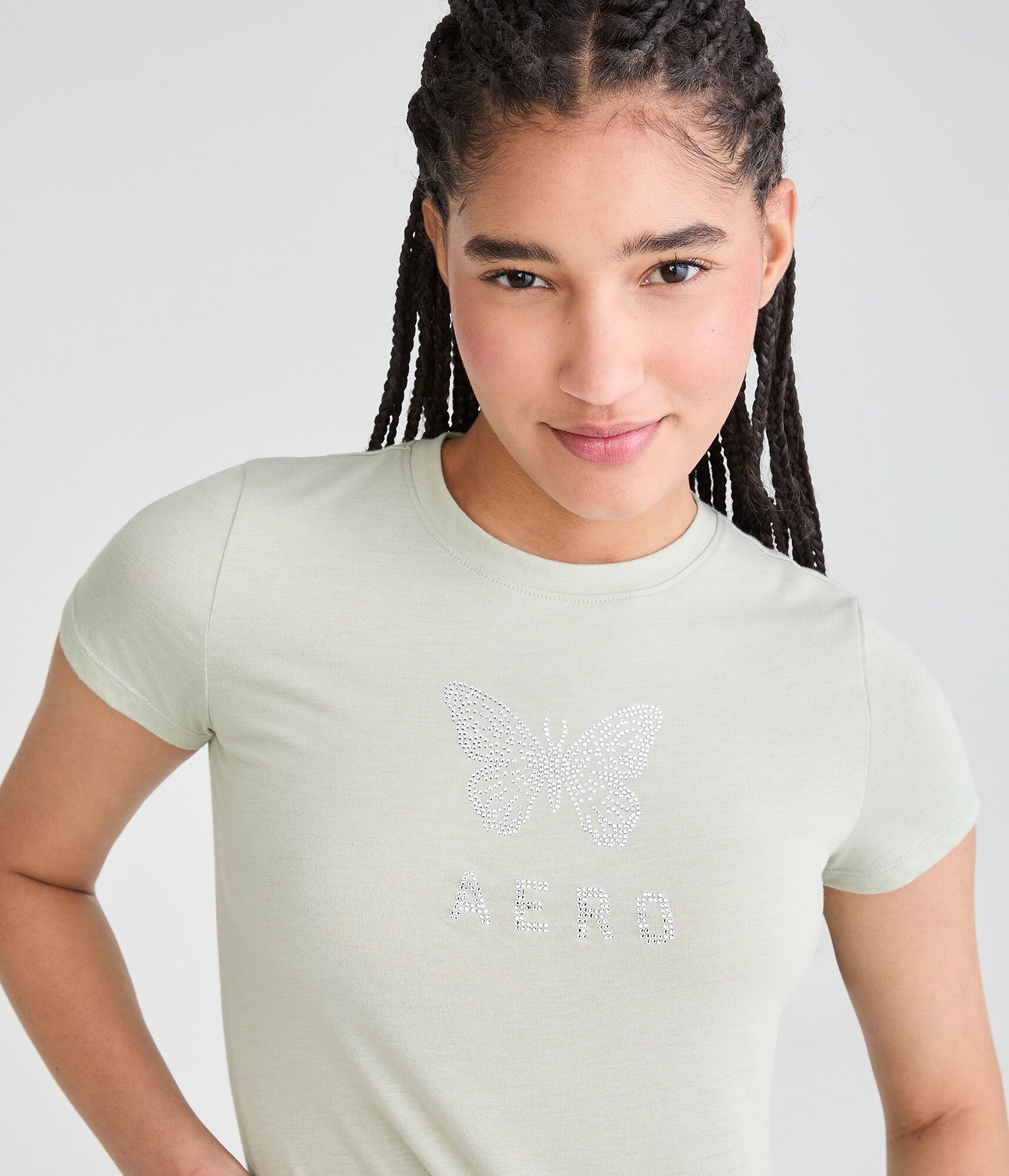 Rhinestone Aero Butterfly Graphic Tee