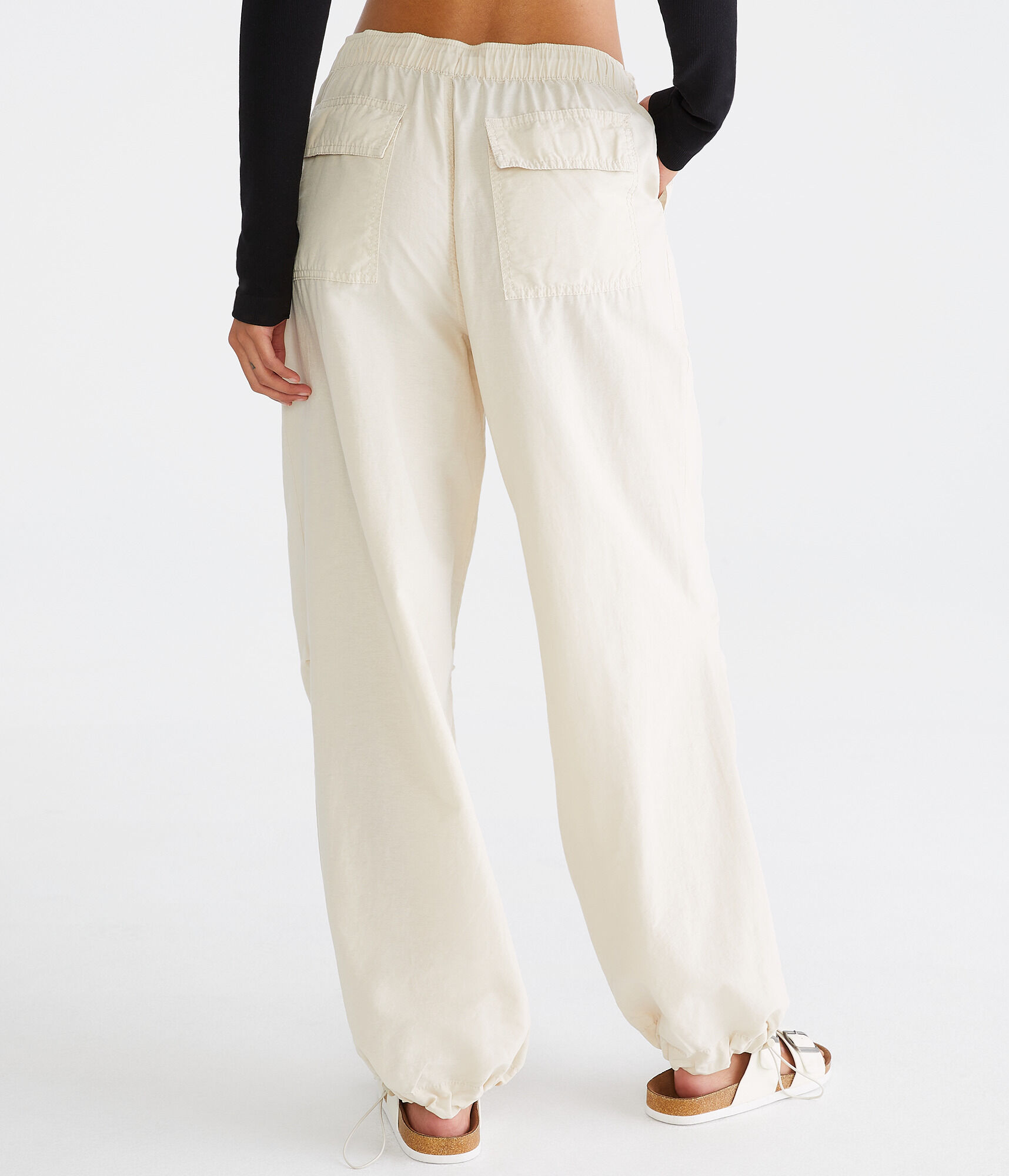 【BAON】Leting Parachute Wide Cotton Pants Women Wide Leg Cargo Pants Parachute Low Waist Baggy Pants