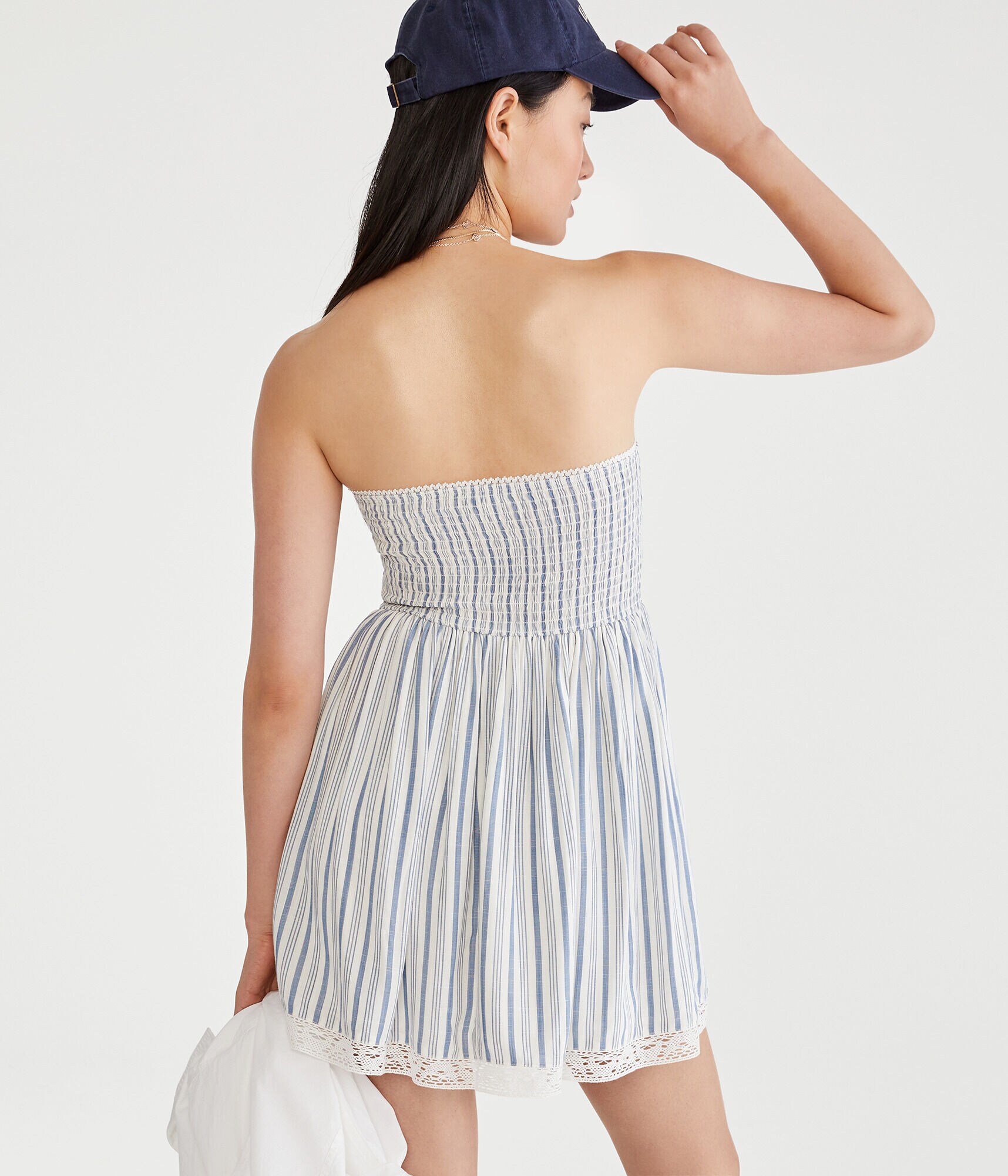 Vertical Stripe Strapless Fit &amp; Flare Dress