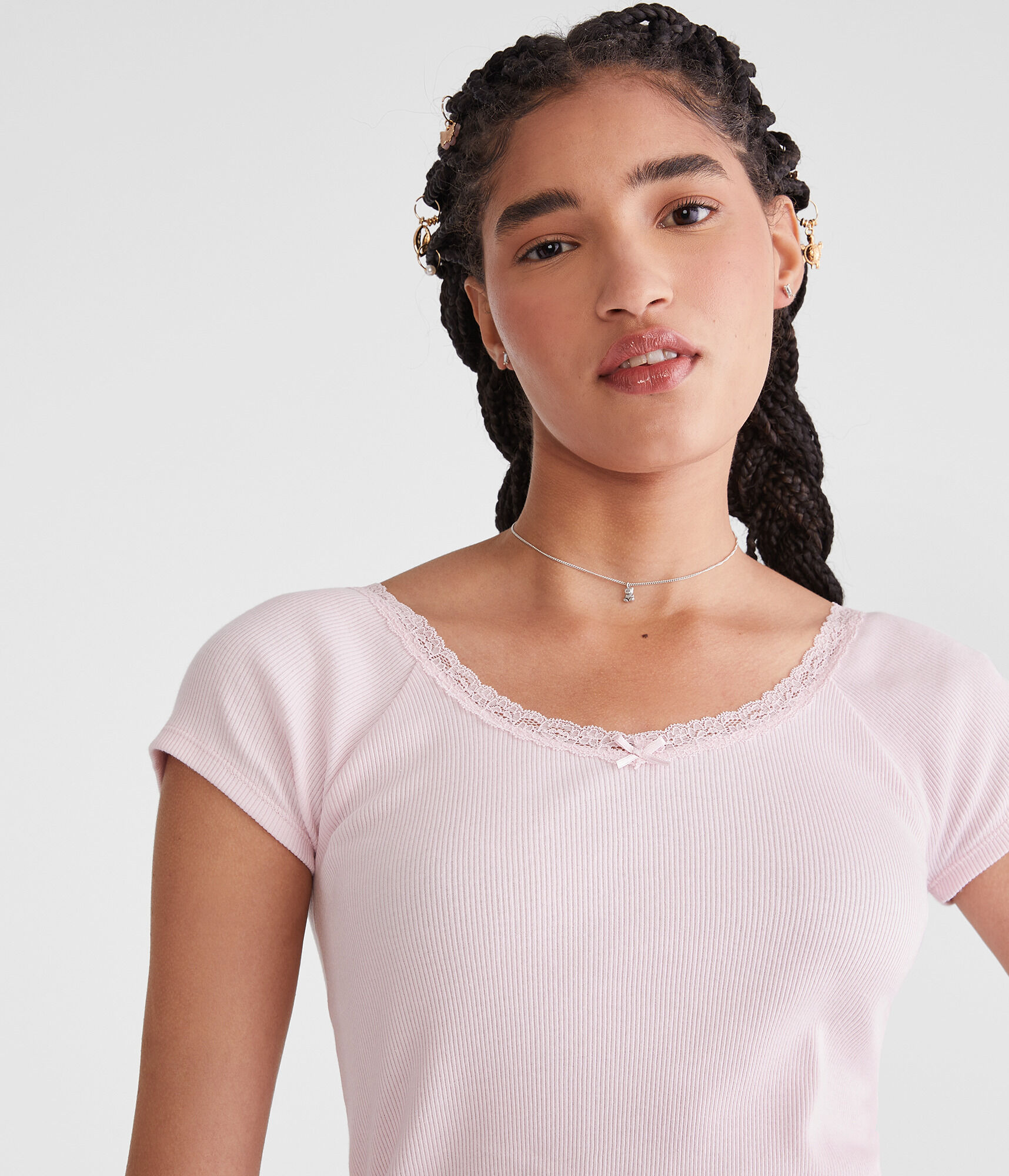 Seriously Soft Lace-Trim Shrunken Tee