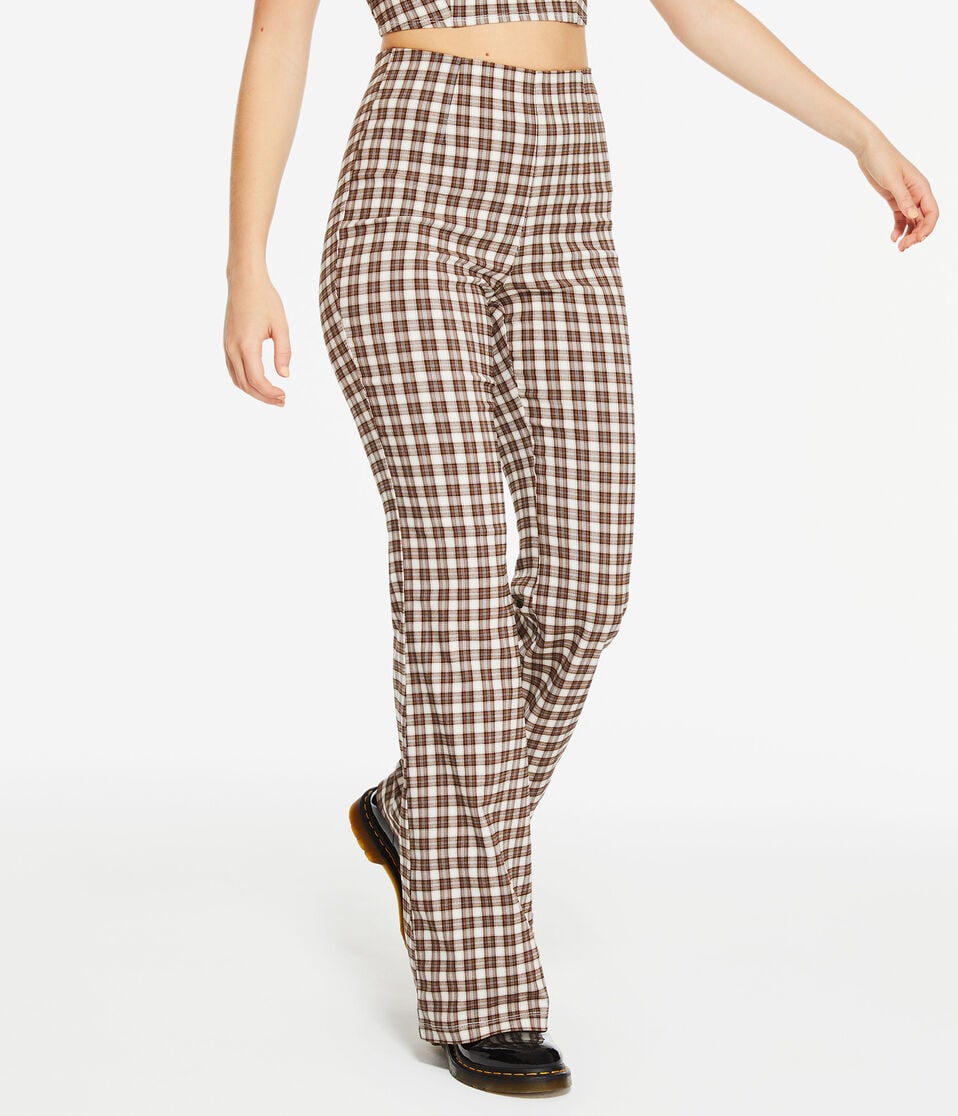 Plaid High-Rise Flare Pants - Main Image