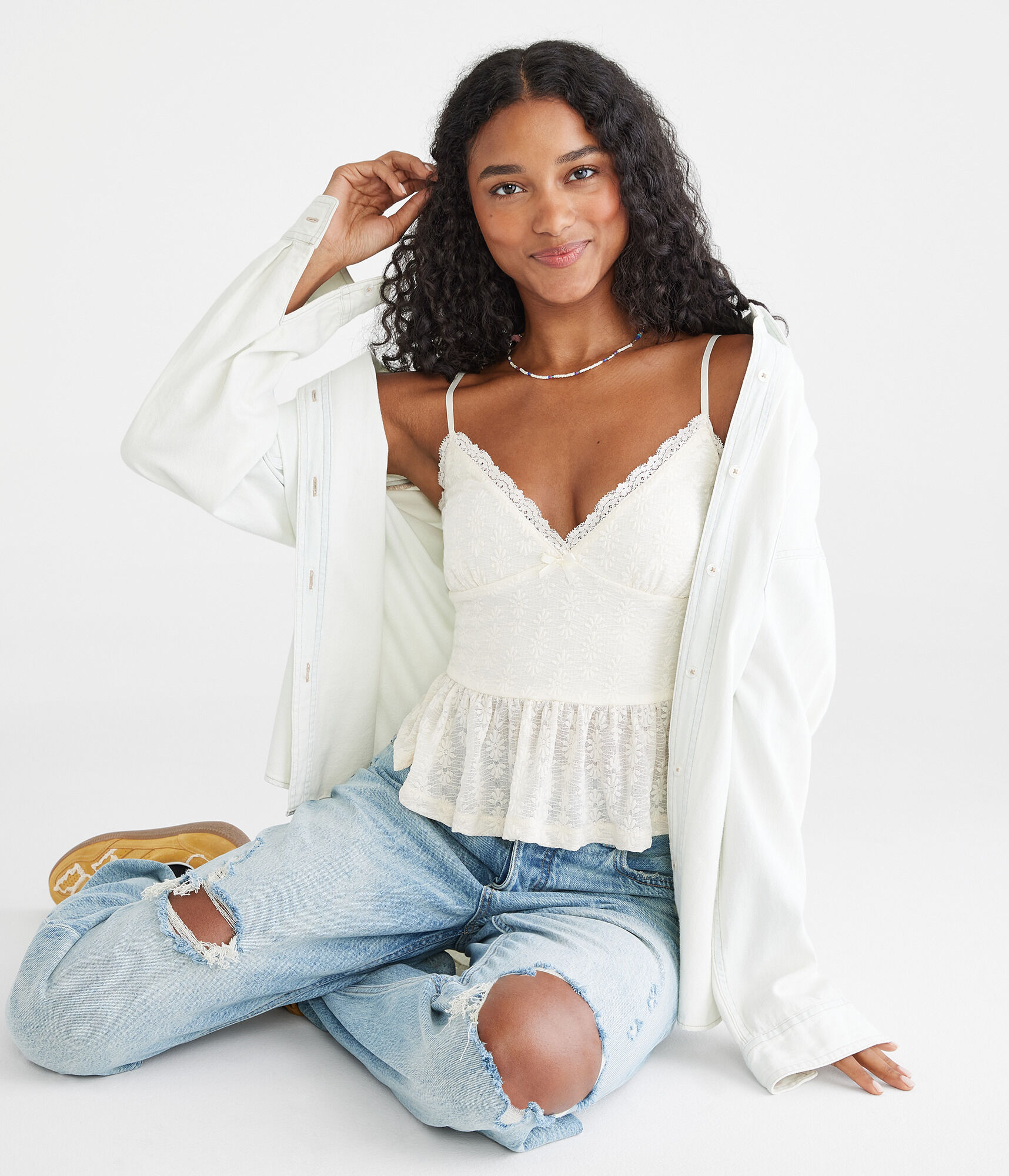 Floral V-Neck Peplum Cami