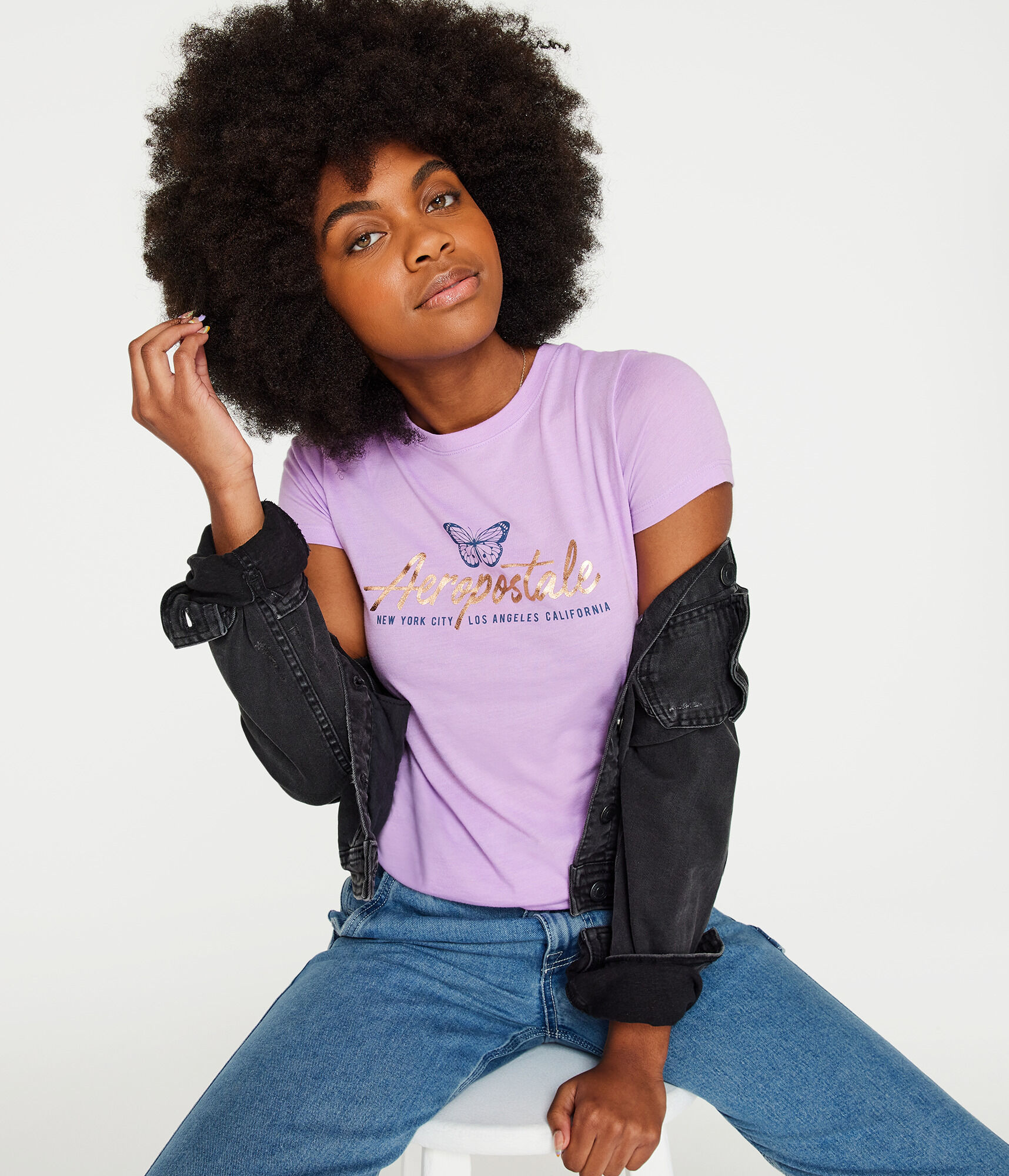 Aeropostale Butterfly Foil Graphic Tee