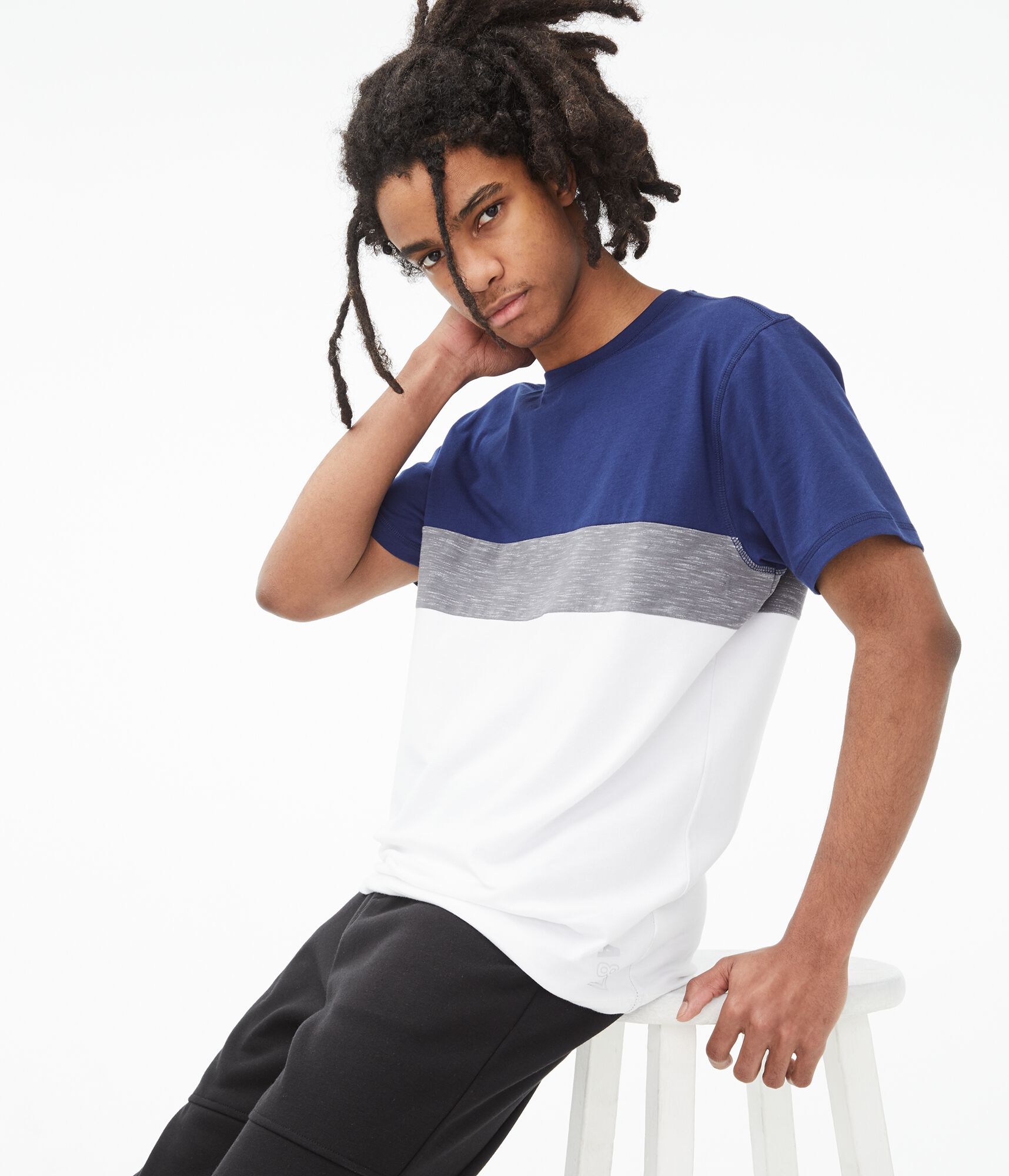 Colorblocked Stretch Crew Tee