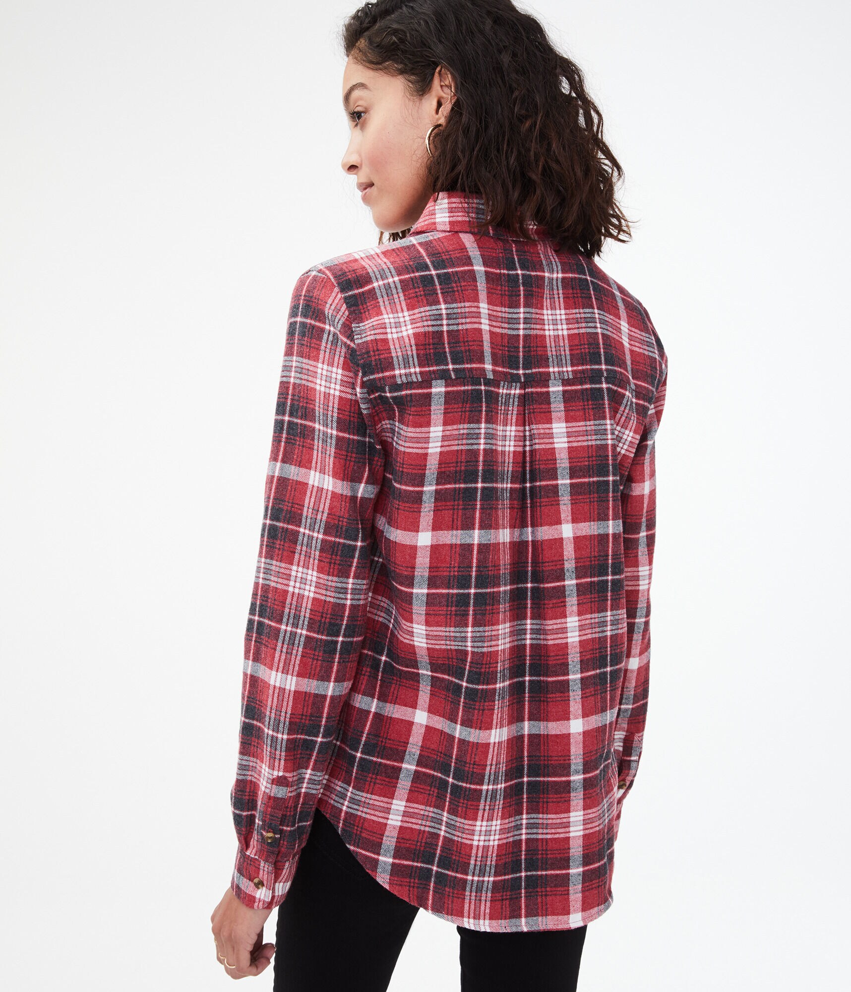 Long Sleeve Plaid Boyfriend Button-Down Shirt