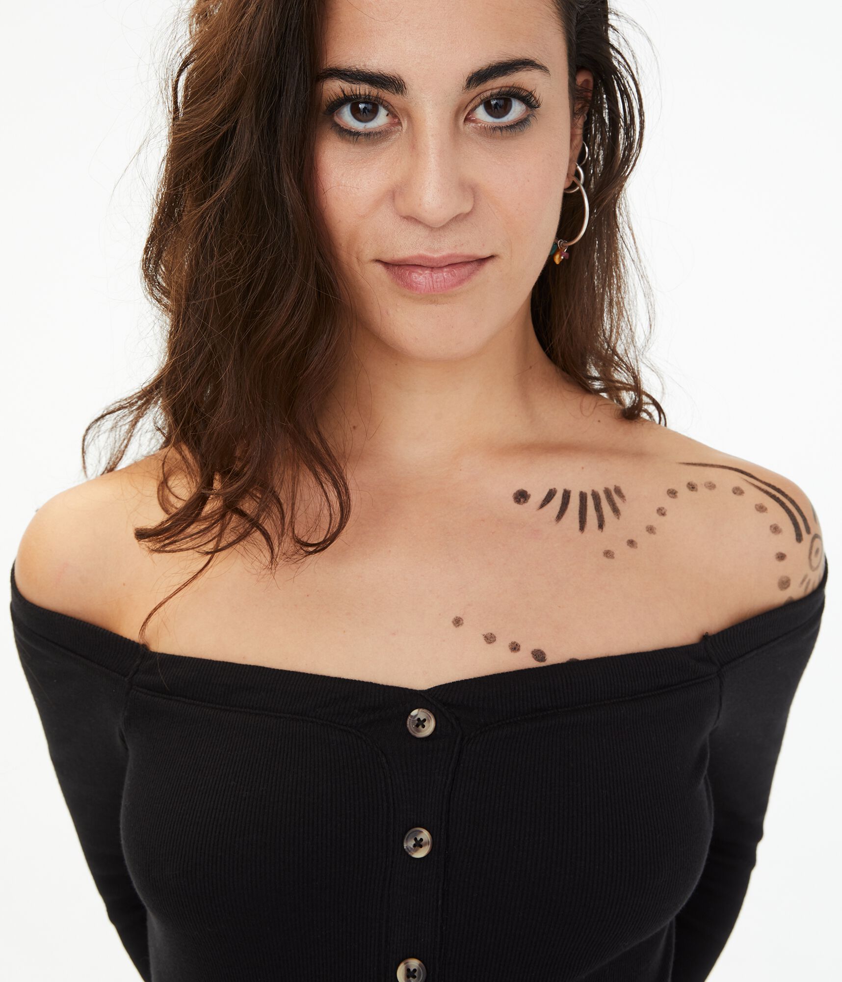 Long Sleeve Seriously Soft Off-The-Shoulder Henley Bodycon Top