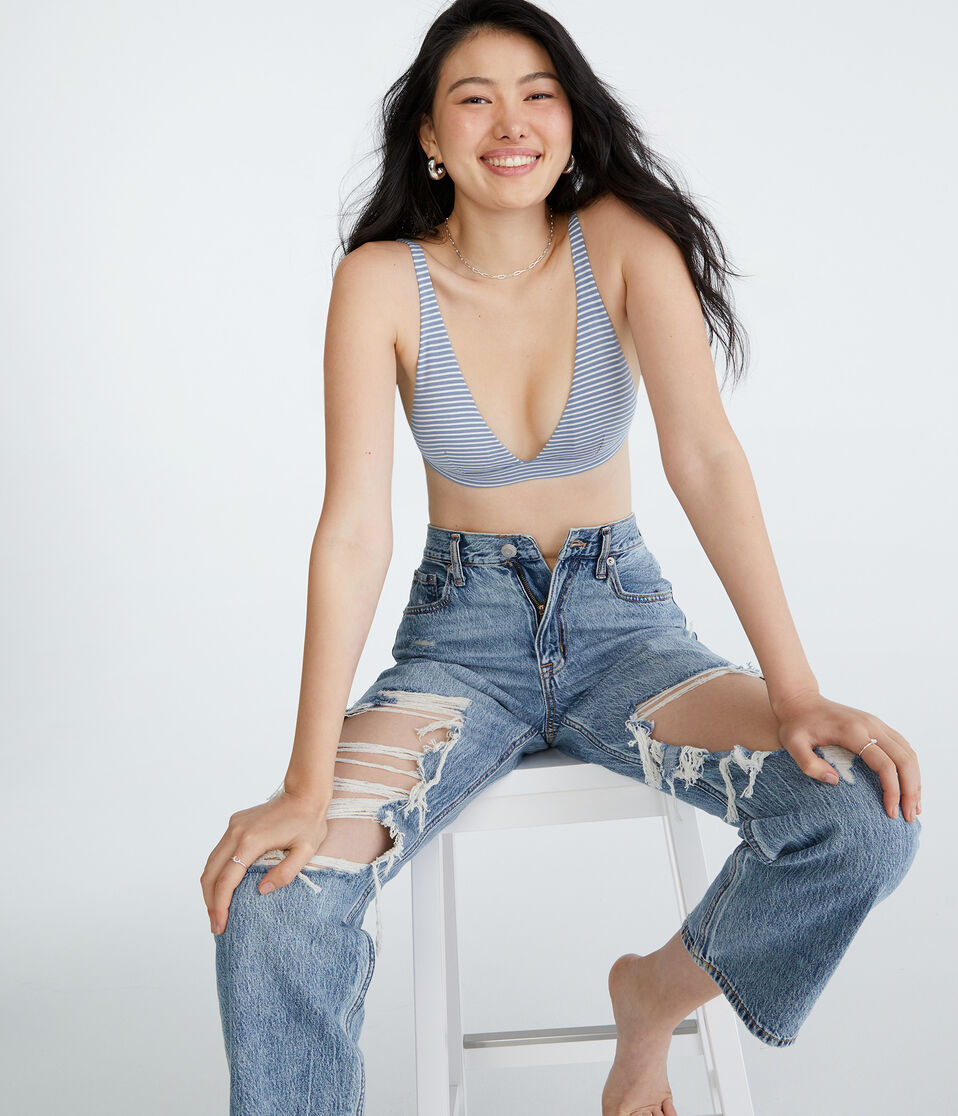 Striped Plunge Triangle Bra