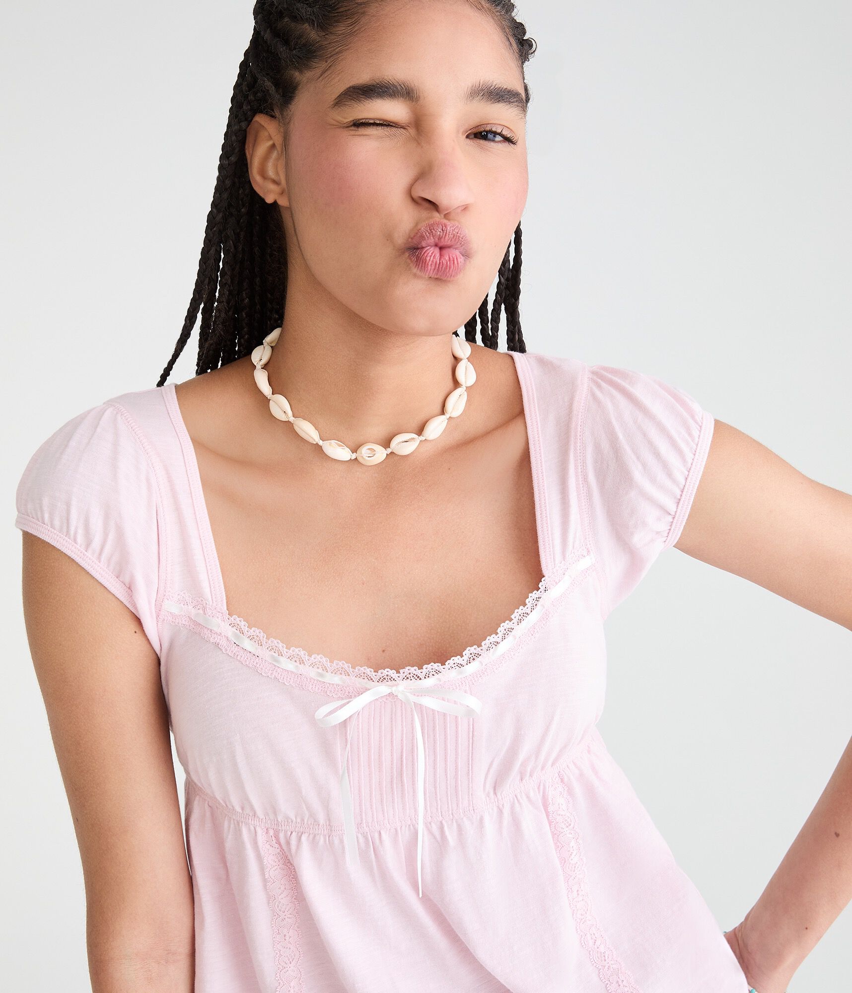 Solid Scoop-Neck Babydoll Tee