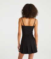 Solid Strapless Pleated Drop-Waist Dress