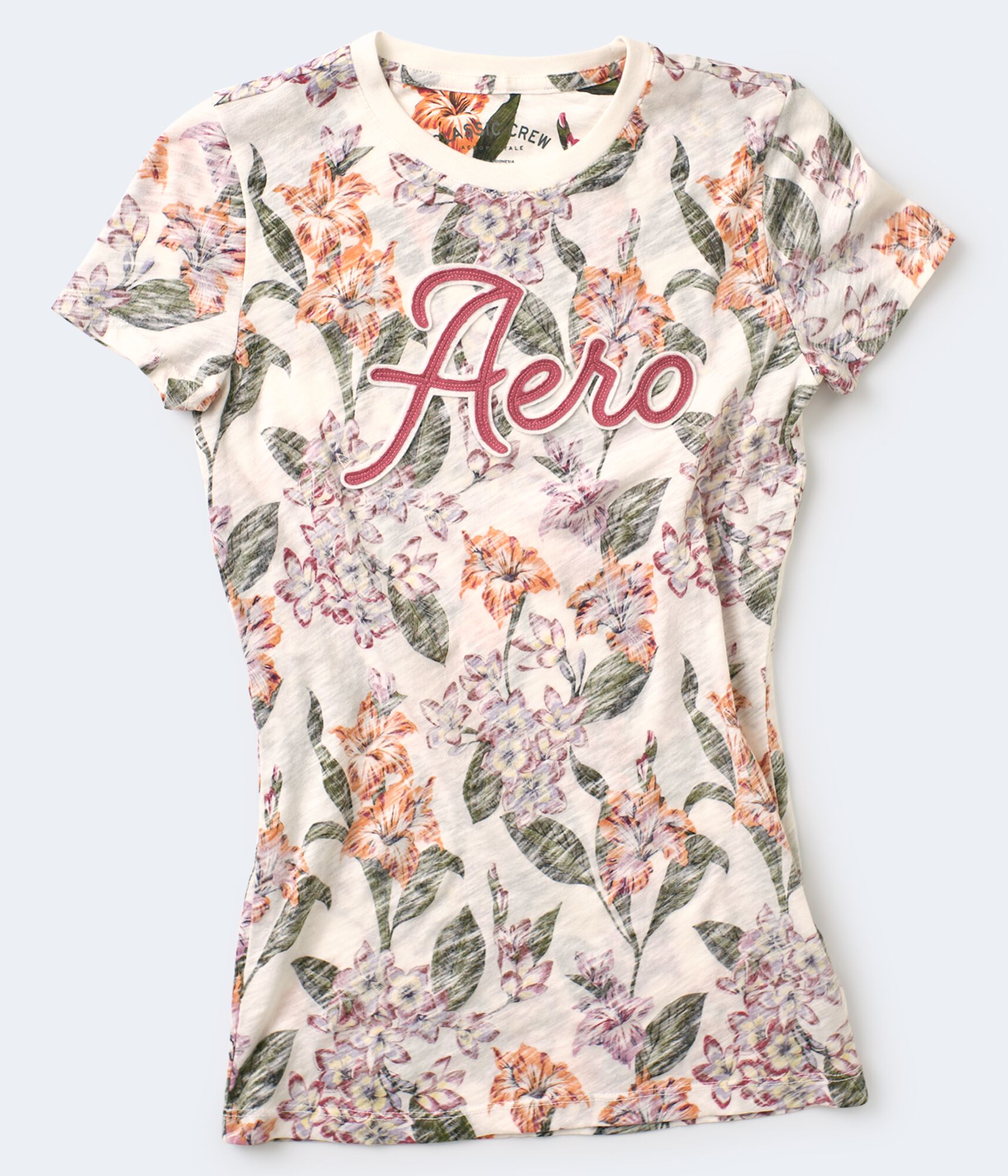 Aero Heathered Floral Appliqu&eacute; Graphic Tee