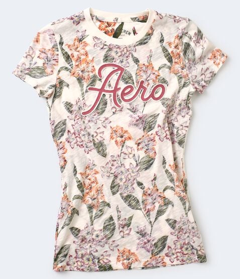 Aero Heathered Floral Appliqué Graphic Tee Aero Heathered Floral Appliqué Graphic Tee