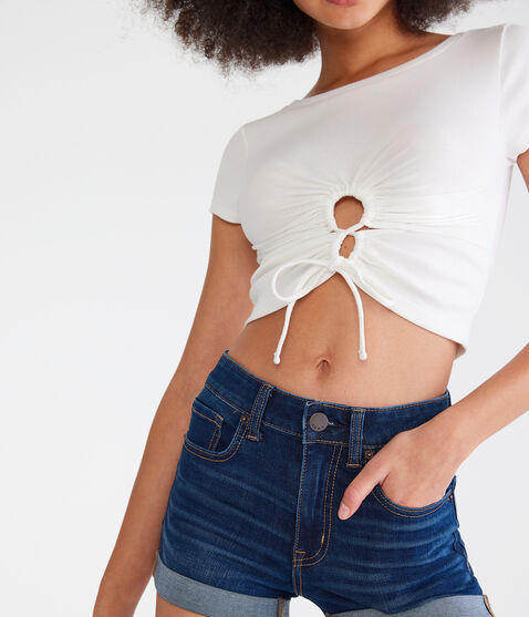 Flex Effects High-Rise Denim Midi Shorts Flex Effects High-Rise Denim Midi Shorts