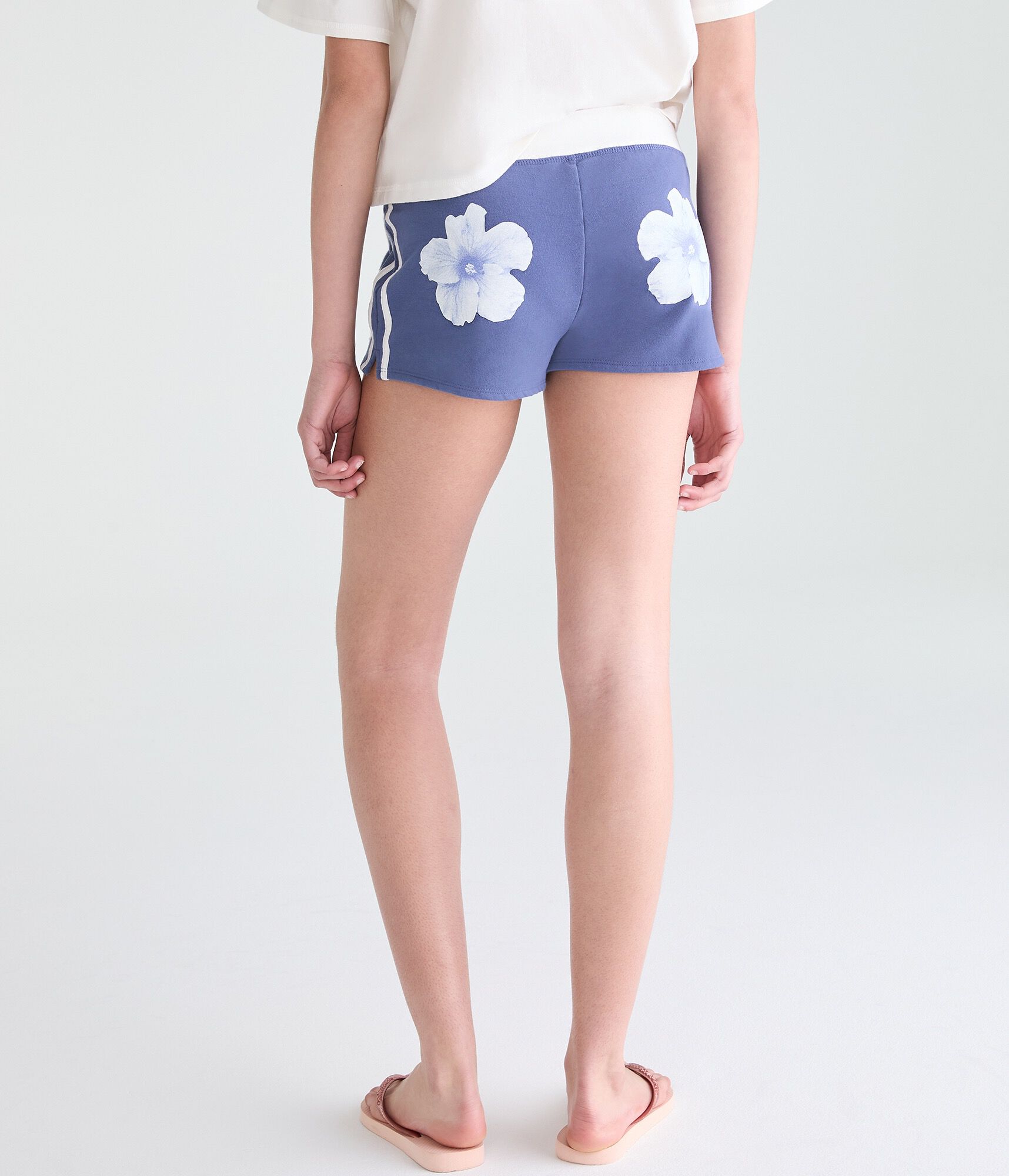 Roxy Hibiscus Stripe Low-Rise Fleece Shorts
