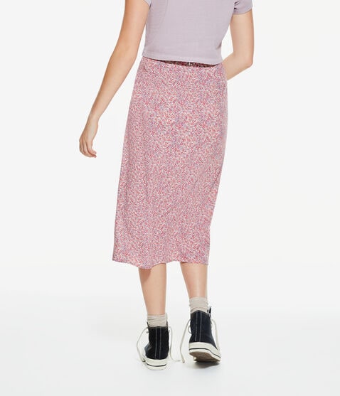 Floral High-Waisted Slip Midi Skirt Floral High-Waisted Slip Midi Skirt