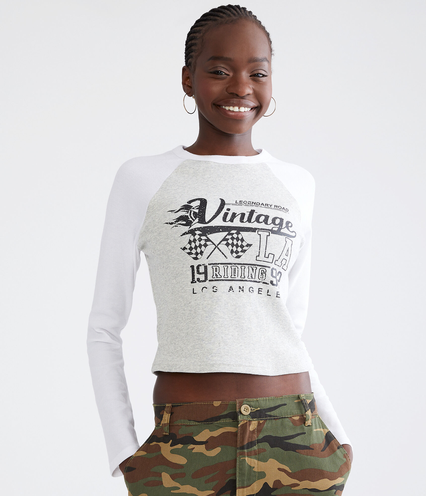 Long Sleeve Vintage LA Raglan Graphic Tee