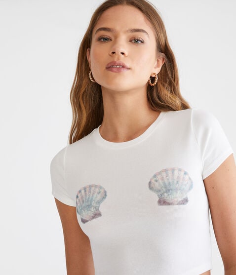 Seriously Soft Seashells Graphic Baby Tee Seriously Soft Seashells Graphic Baby Tee
