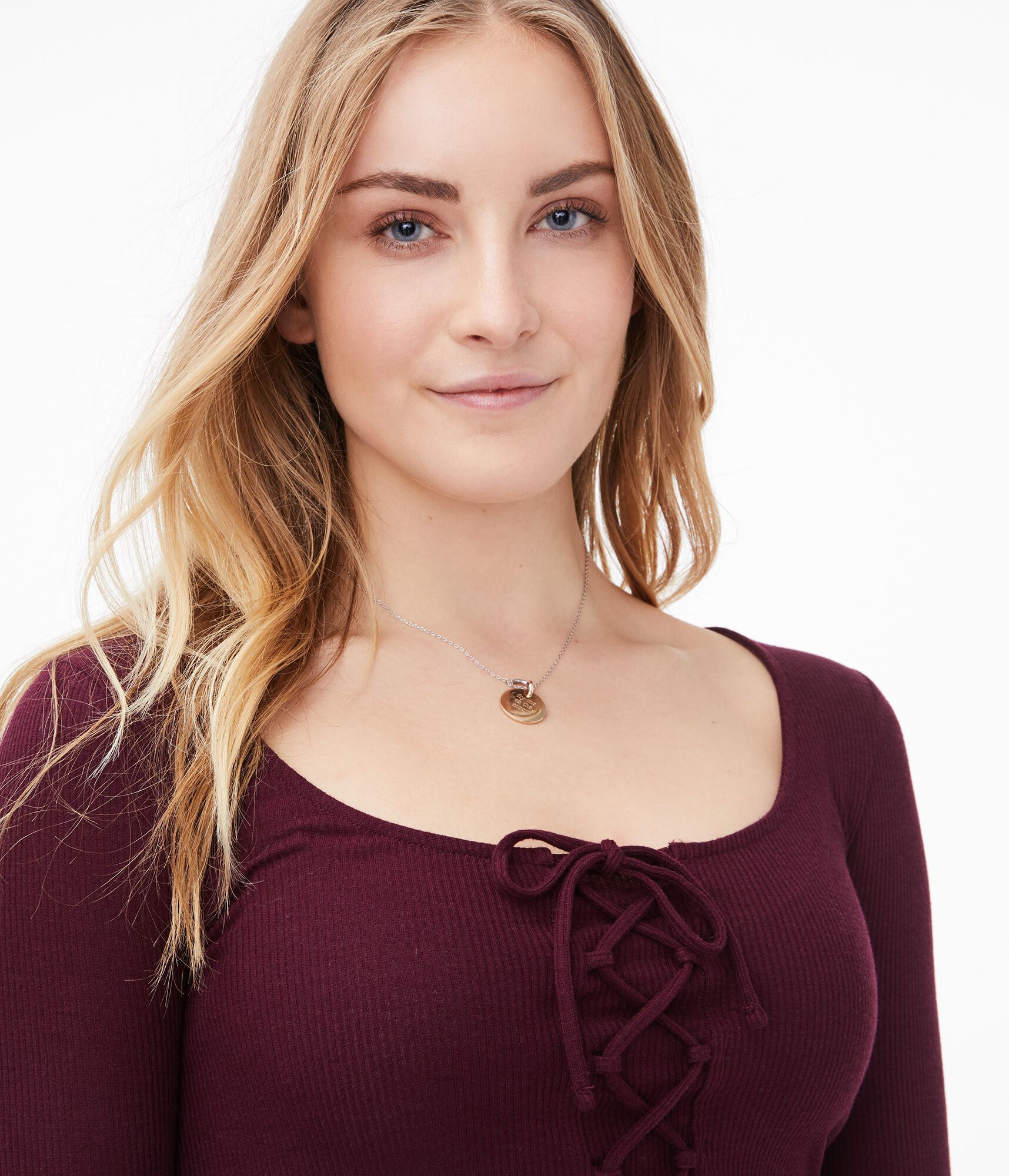 Long Sleeve Lace-Up Bodycon Top