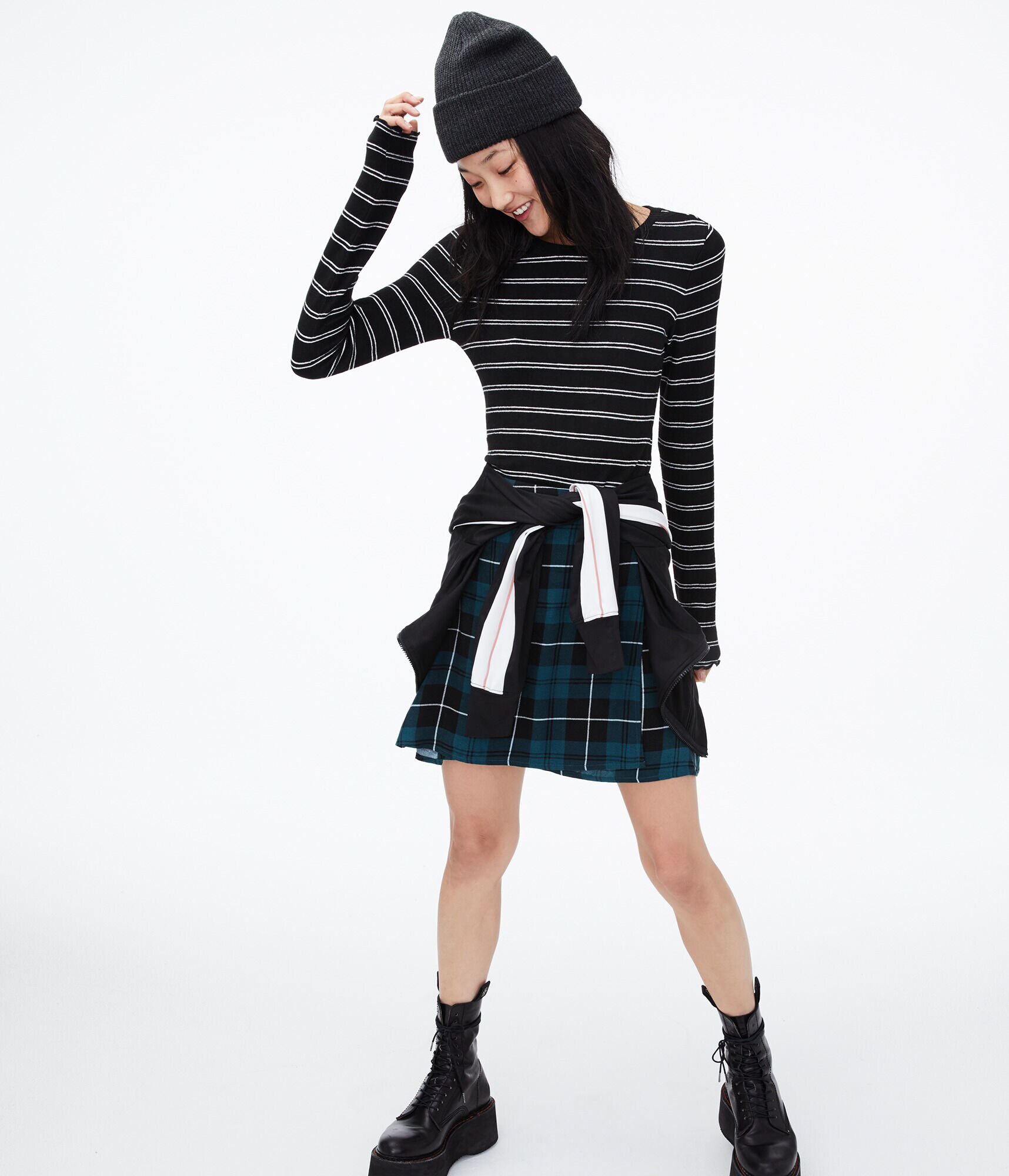 Long Sleeve Striped Shrunken Tee