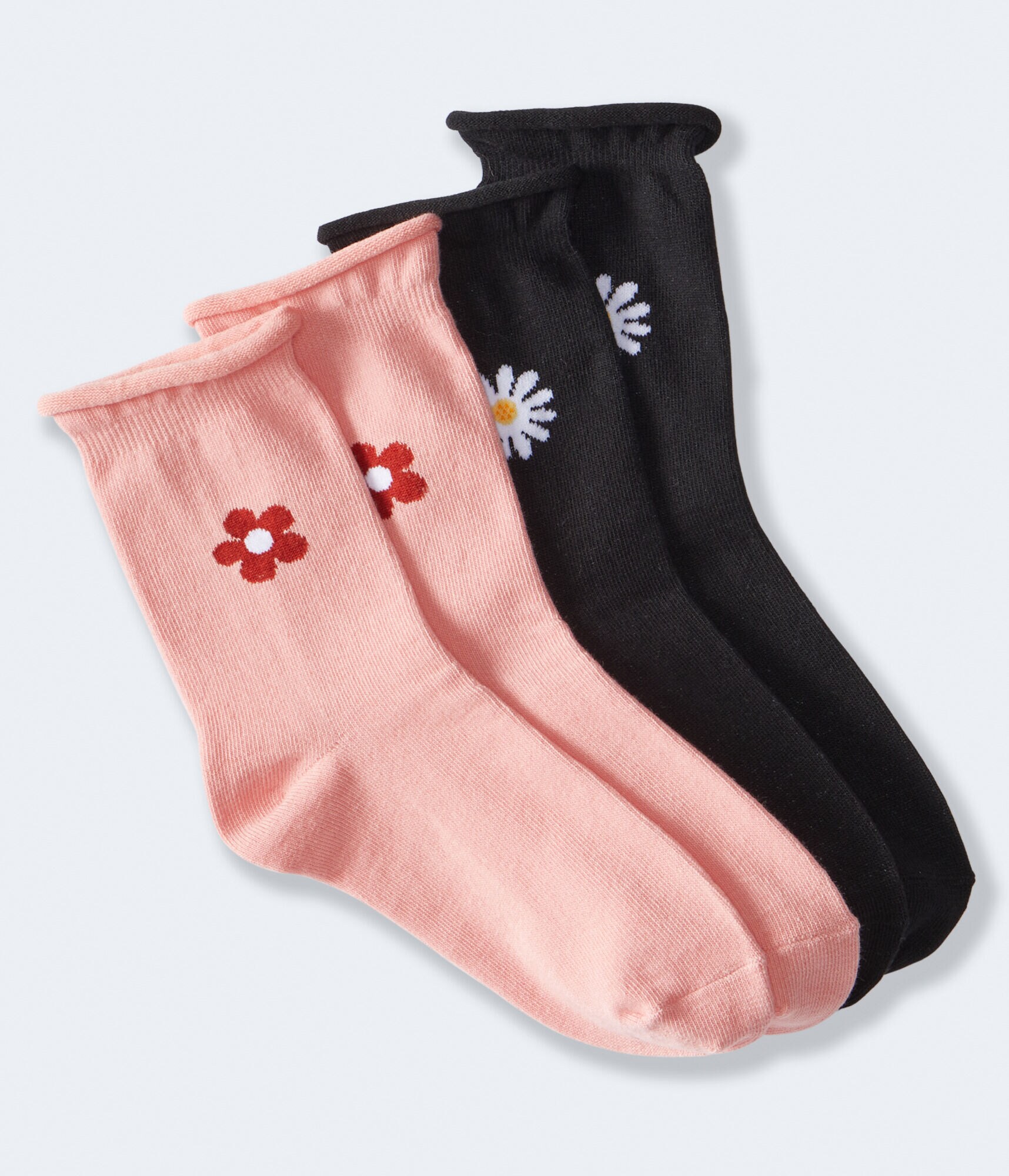 Flower Rolled-Edge Crew Sock 2-Pack