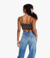 Floral Lace-Trim Cropped Corset Cami