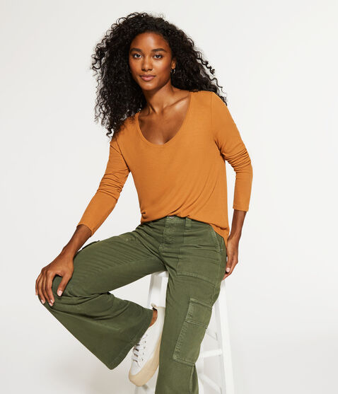 Long Sleeve Seriously Soft Ribbed V-Neck Tee Long Sleeve Seriously Soft Ribbed V-Neck Tee