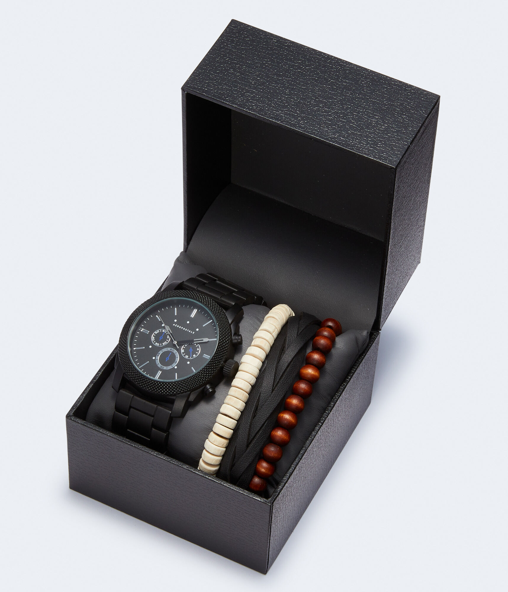 Metal Round Chrono Analog Watch &amp; Bracelet Set