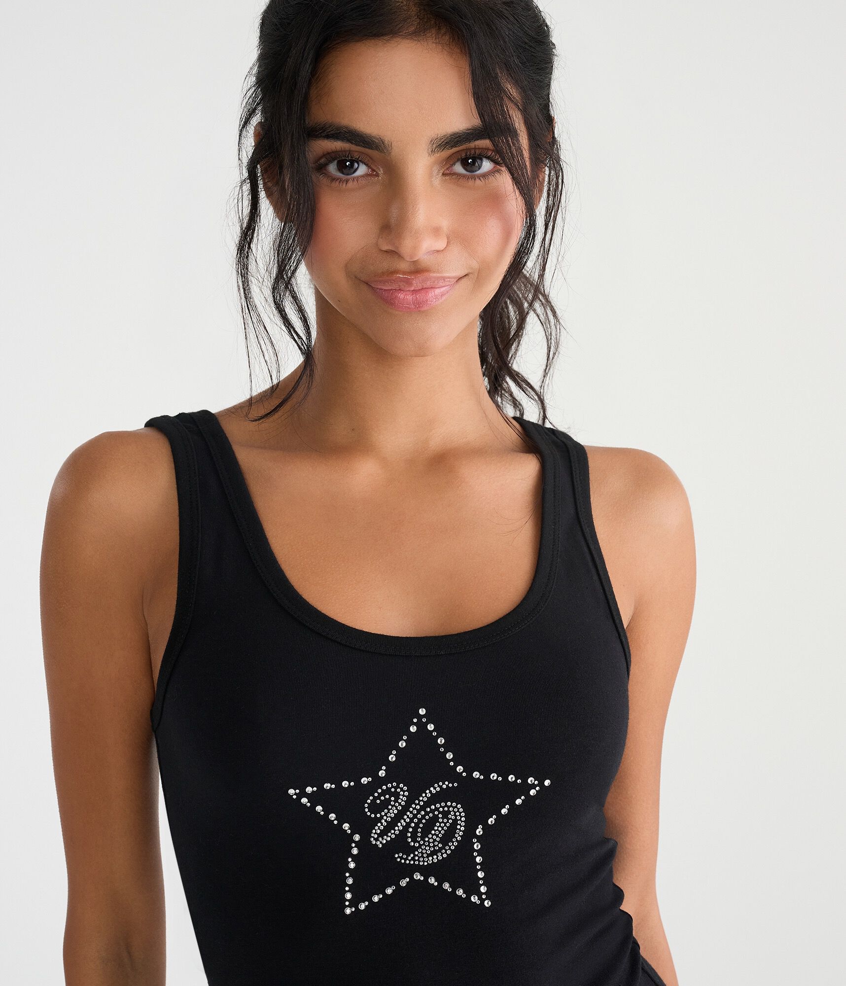 Von Dutch Rhinestone Star Tank Top