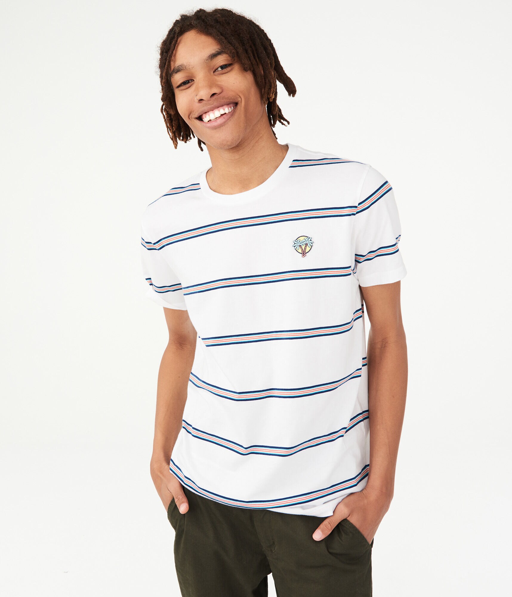 Surf Patch Striped Crew Tee