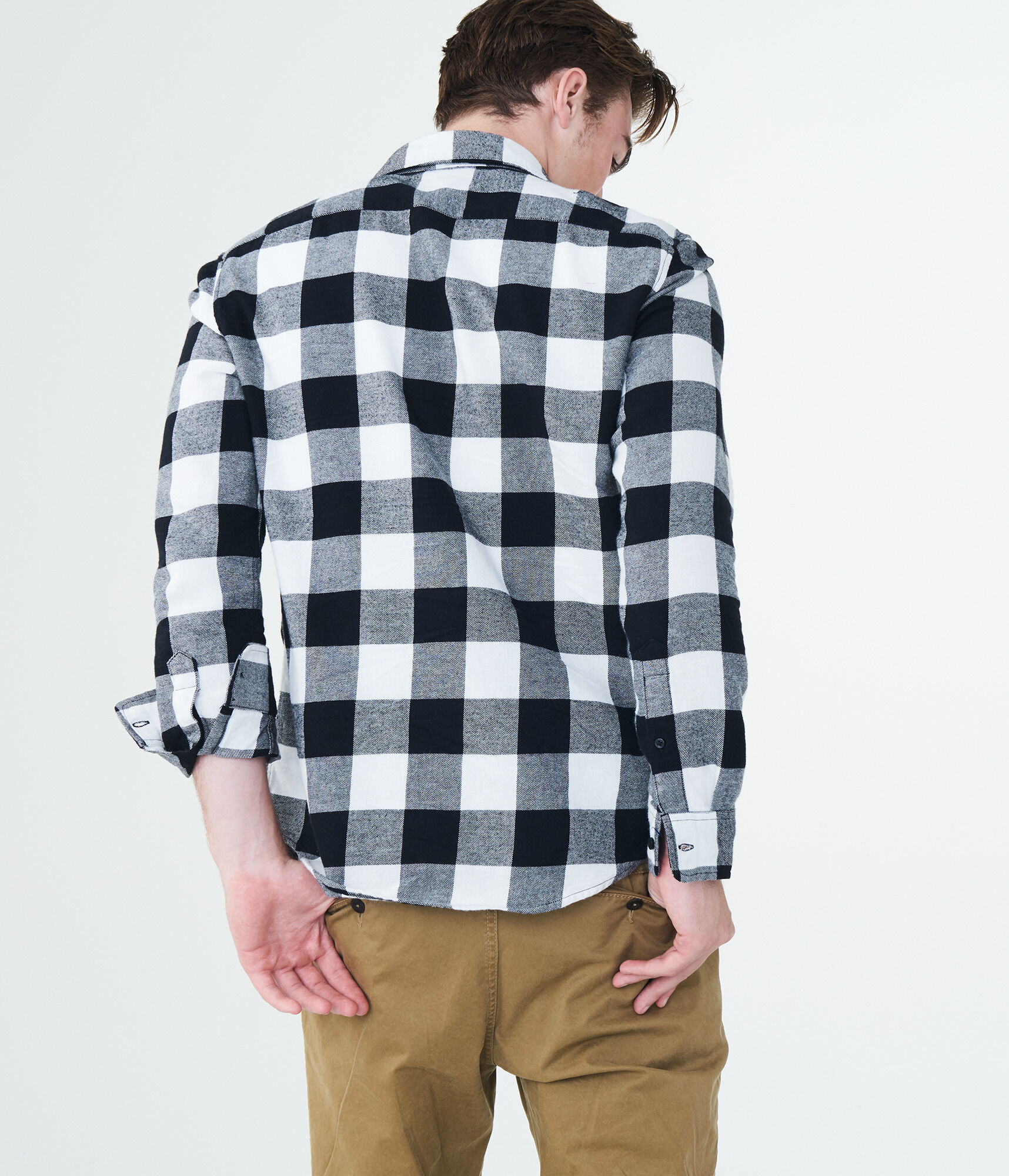 Long Sleeve Buffalo Check Flannel Woven Shirt