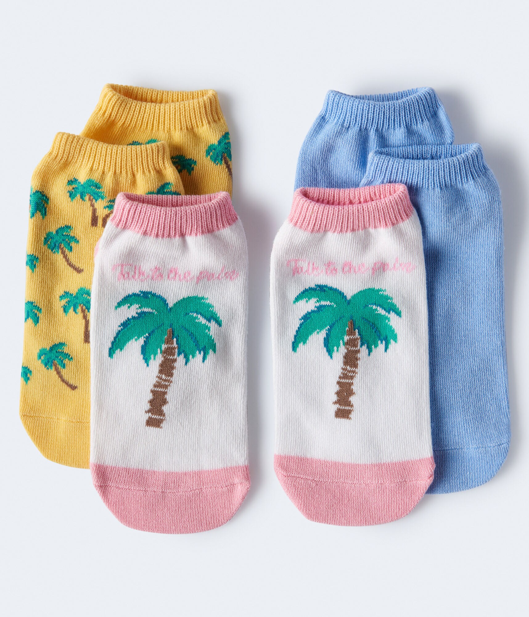 3-Pack Palm Tree &amp; Solid Ankle Socks