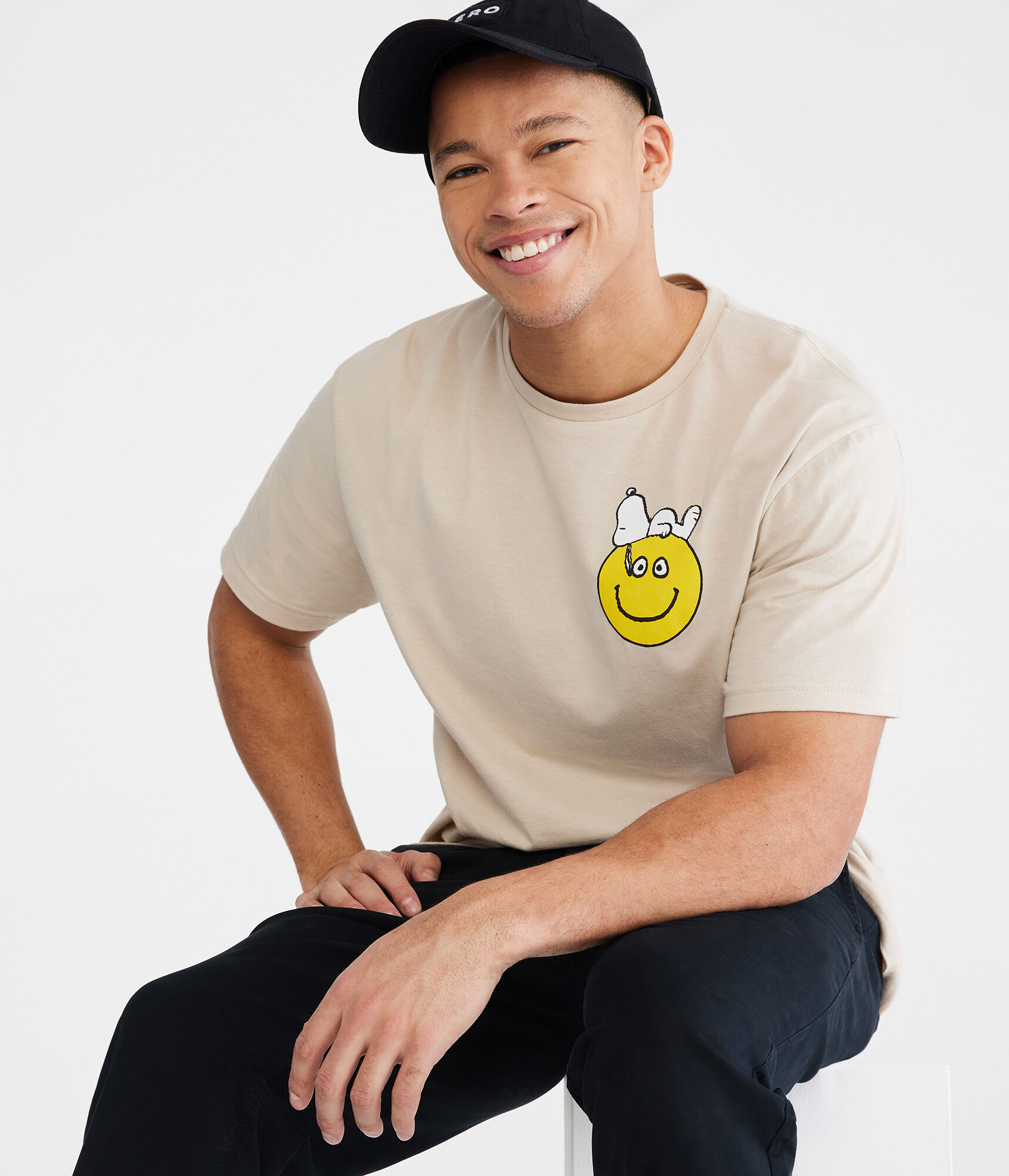 Snoopy Smiley Face Relaxed Graphic Tee