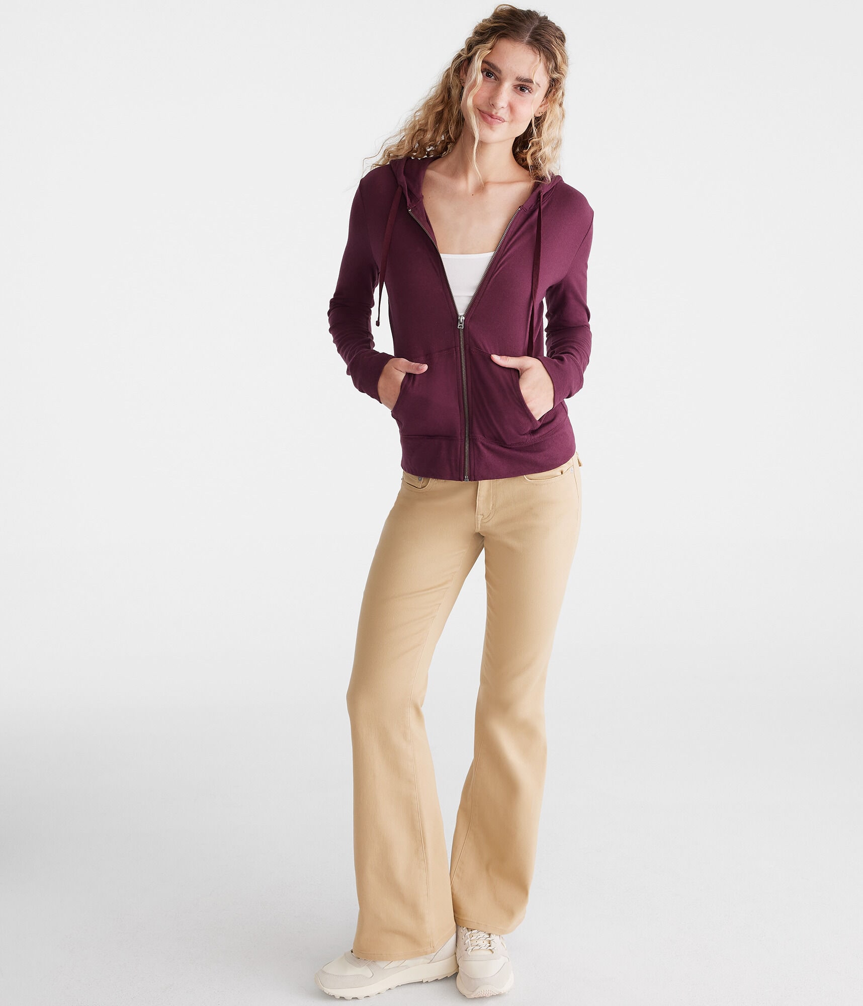 Solid Lightweight Full-Zip Hoodie | Aeropostale