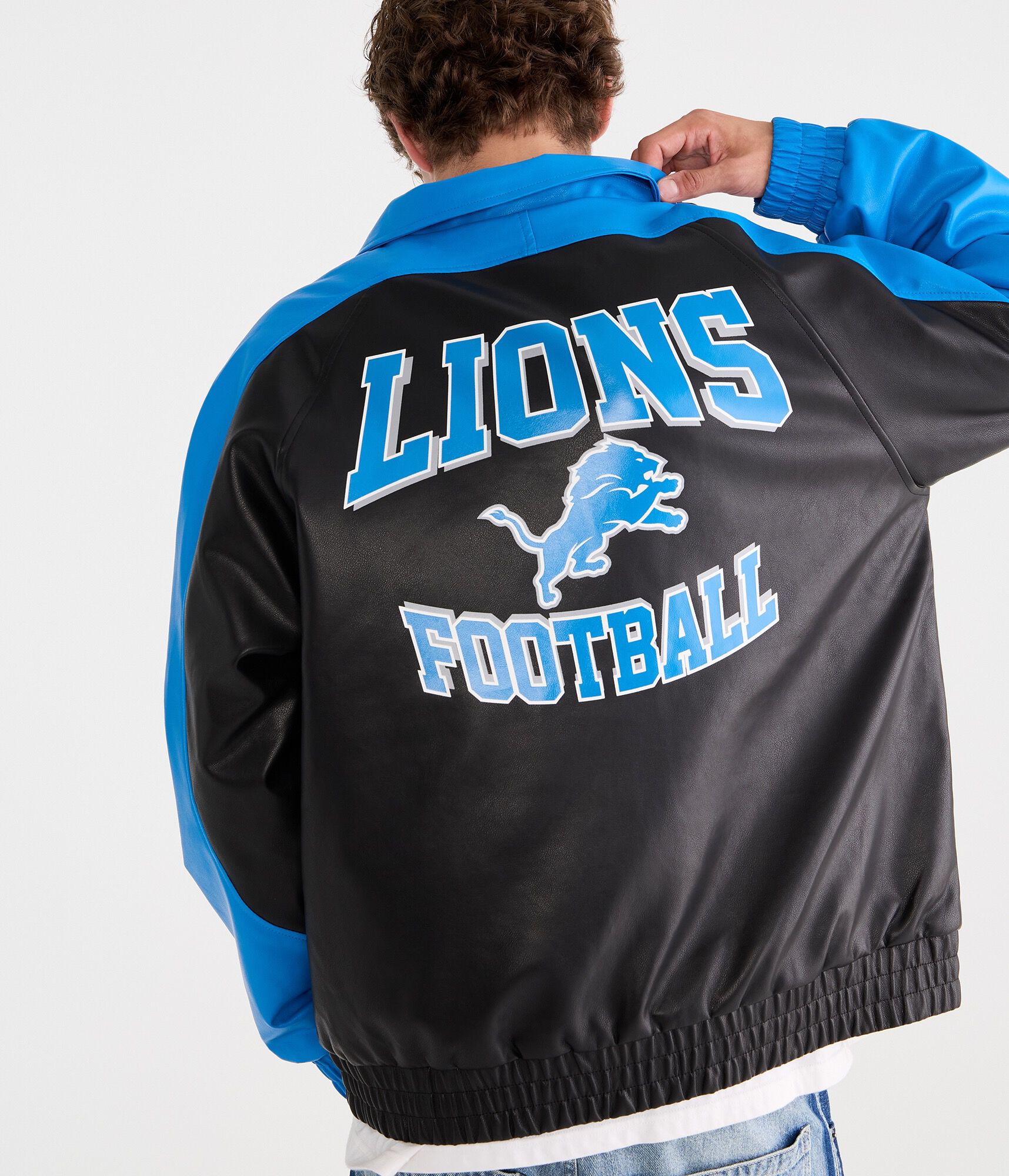 Detroit Lions Faux Leather Full-Zip Jacket