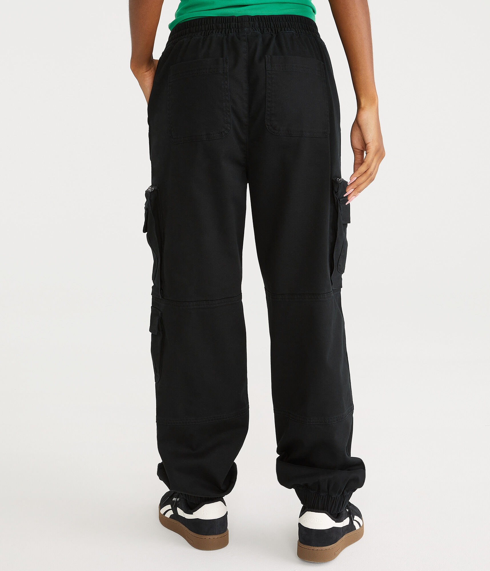 High-Rise Twill Cargo Joggers