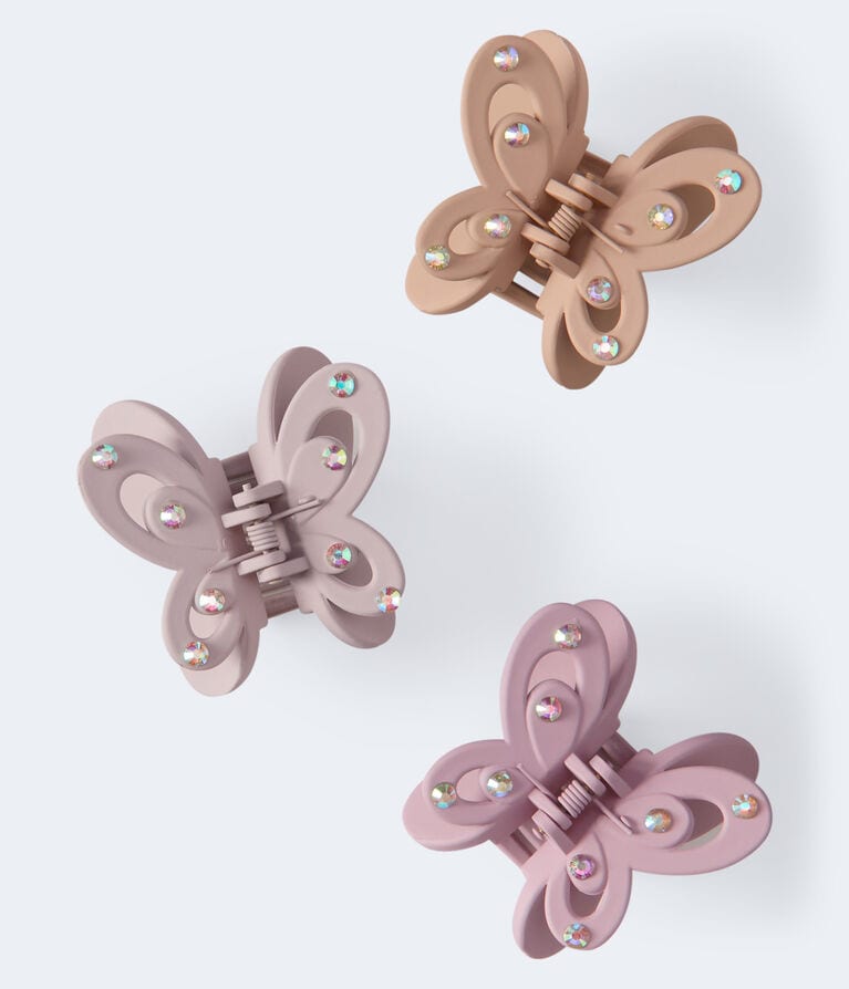 Rhinestone Butterfly Claw Hair Clip 3-Pack