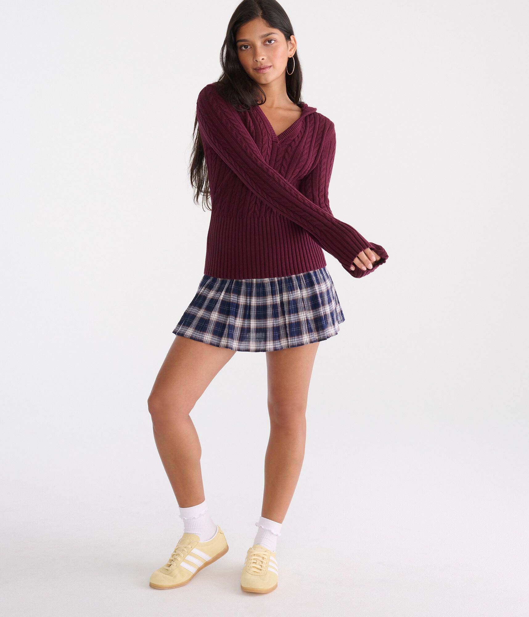 Cable High-Rib Hooded Sweater