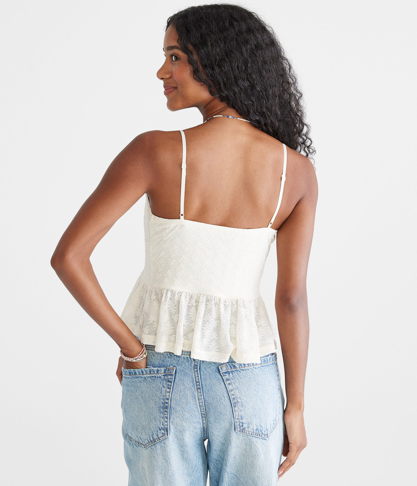 Floral V-Neck Peplum Cami