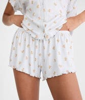Printed Pointelle Knit Sleep Shorts