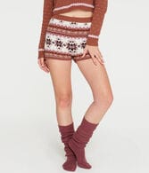 Fair Isle High-Rise Sweater Shorts