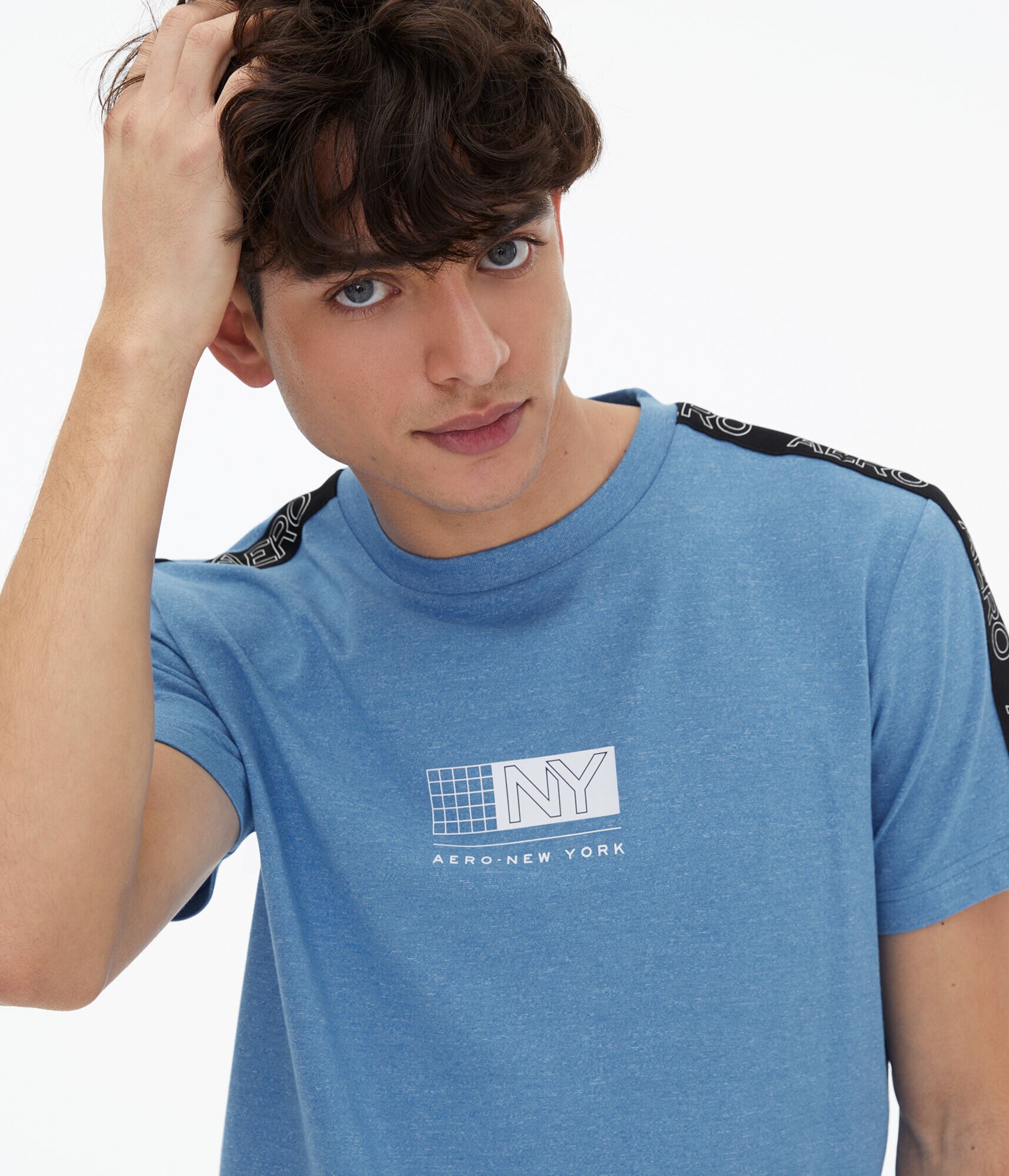 Grid Logo Sleeve Tape Stretch Graphic Tee