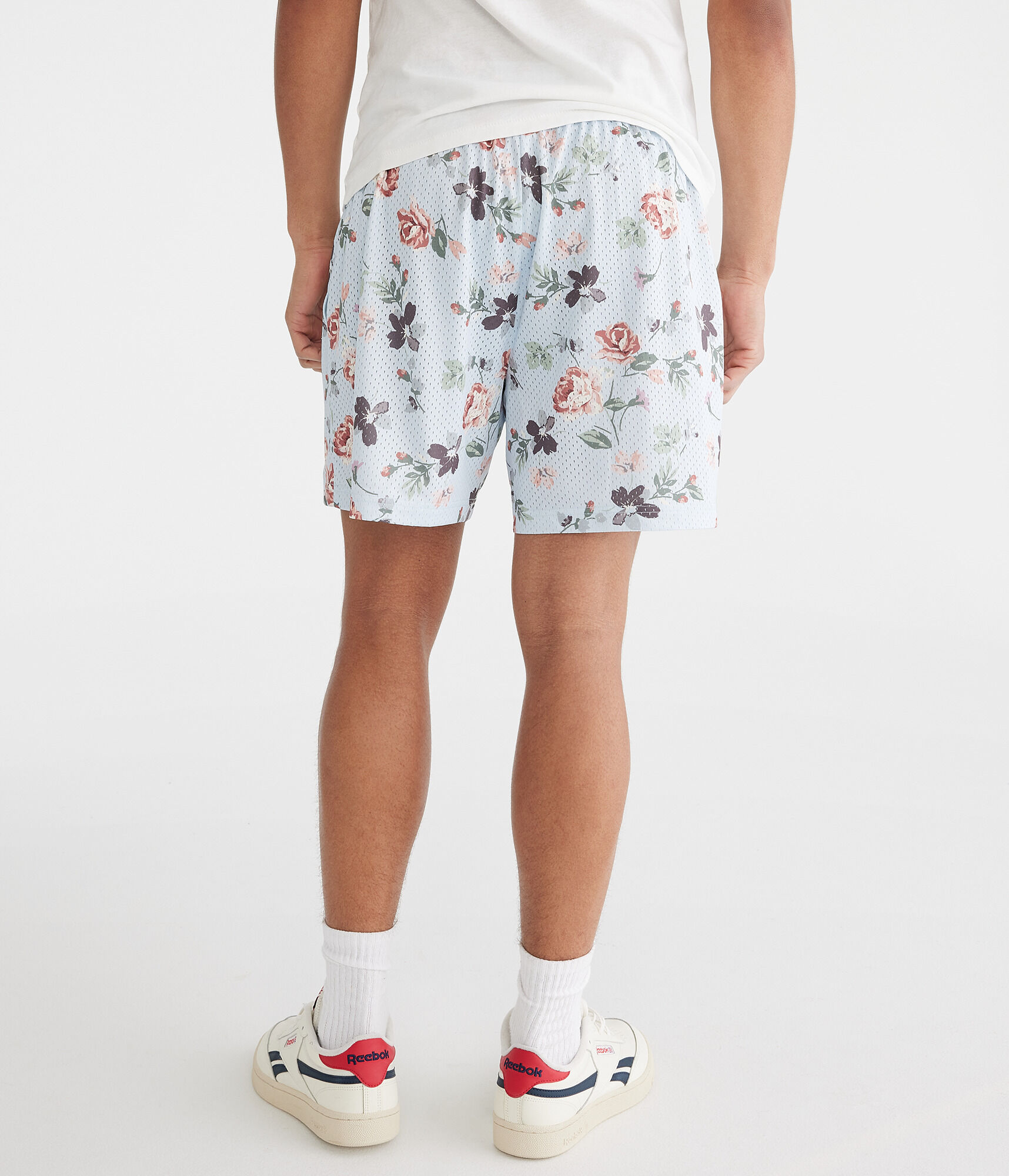 Floral Print Mesh Shorts 6"