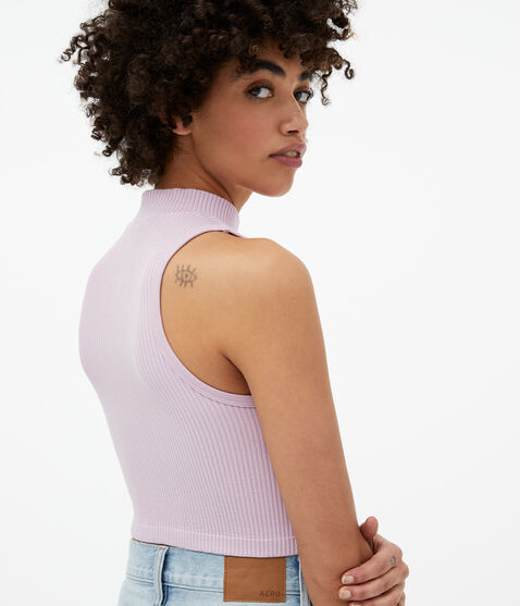 Seamless Mock-Neck Cropped Tank